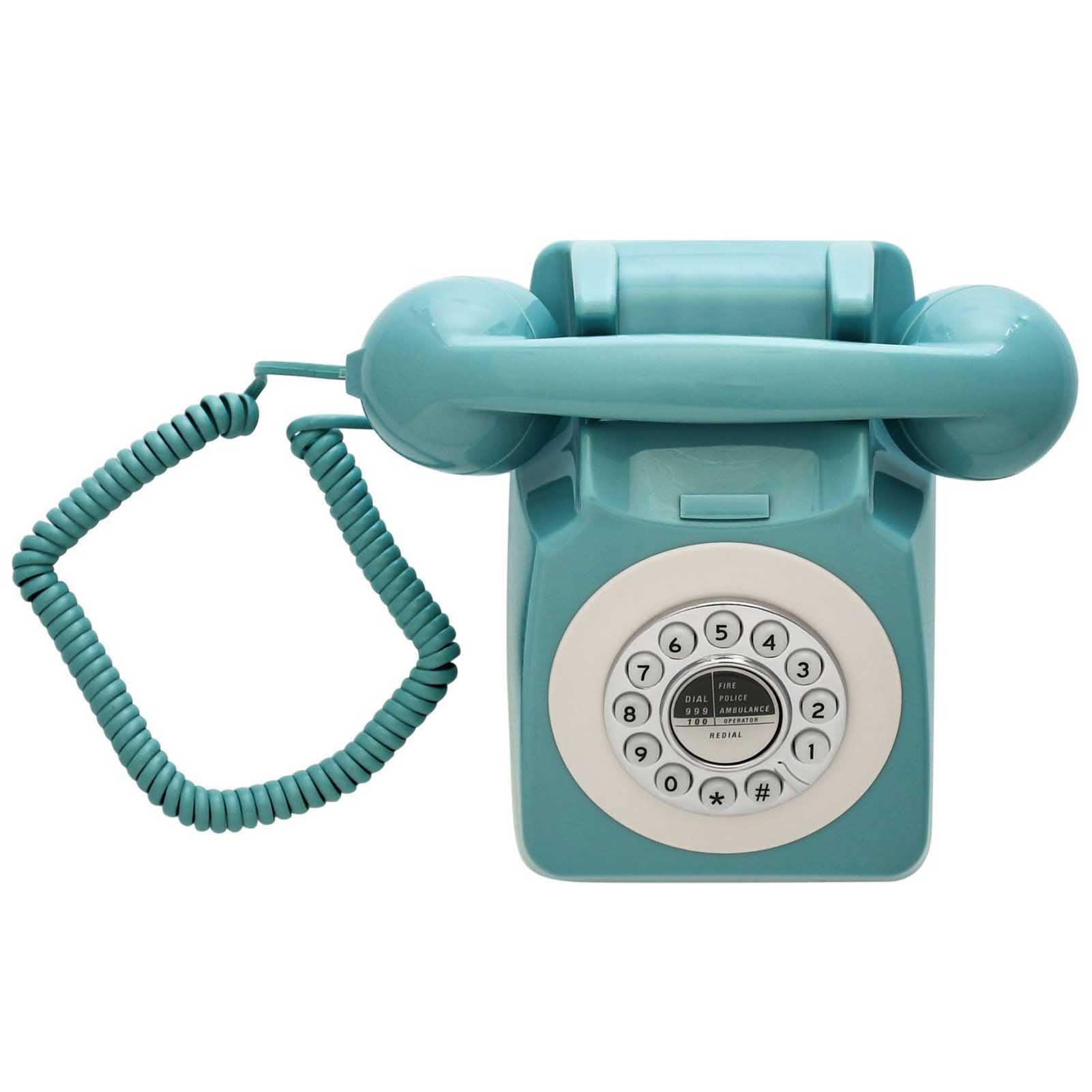 Przewodowy telefon stacjonarny w stylu retro, klasyczny vintage staromodny telefon do domu i biura, przewodowy telefon domowy prezent dla seniorów