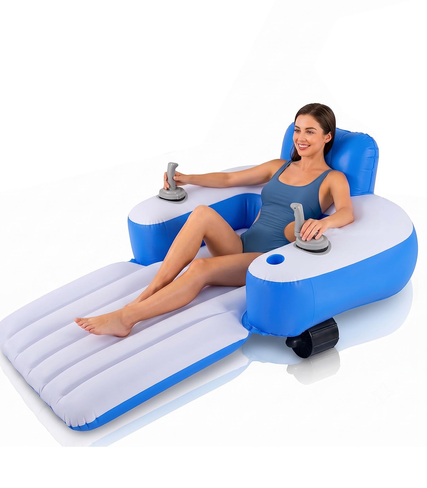 Kindevieft Electric pool float – portable motorized lounger, perfect for summer fun and relaxation, vacations, and sunbathing. B-Rectangular