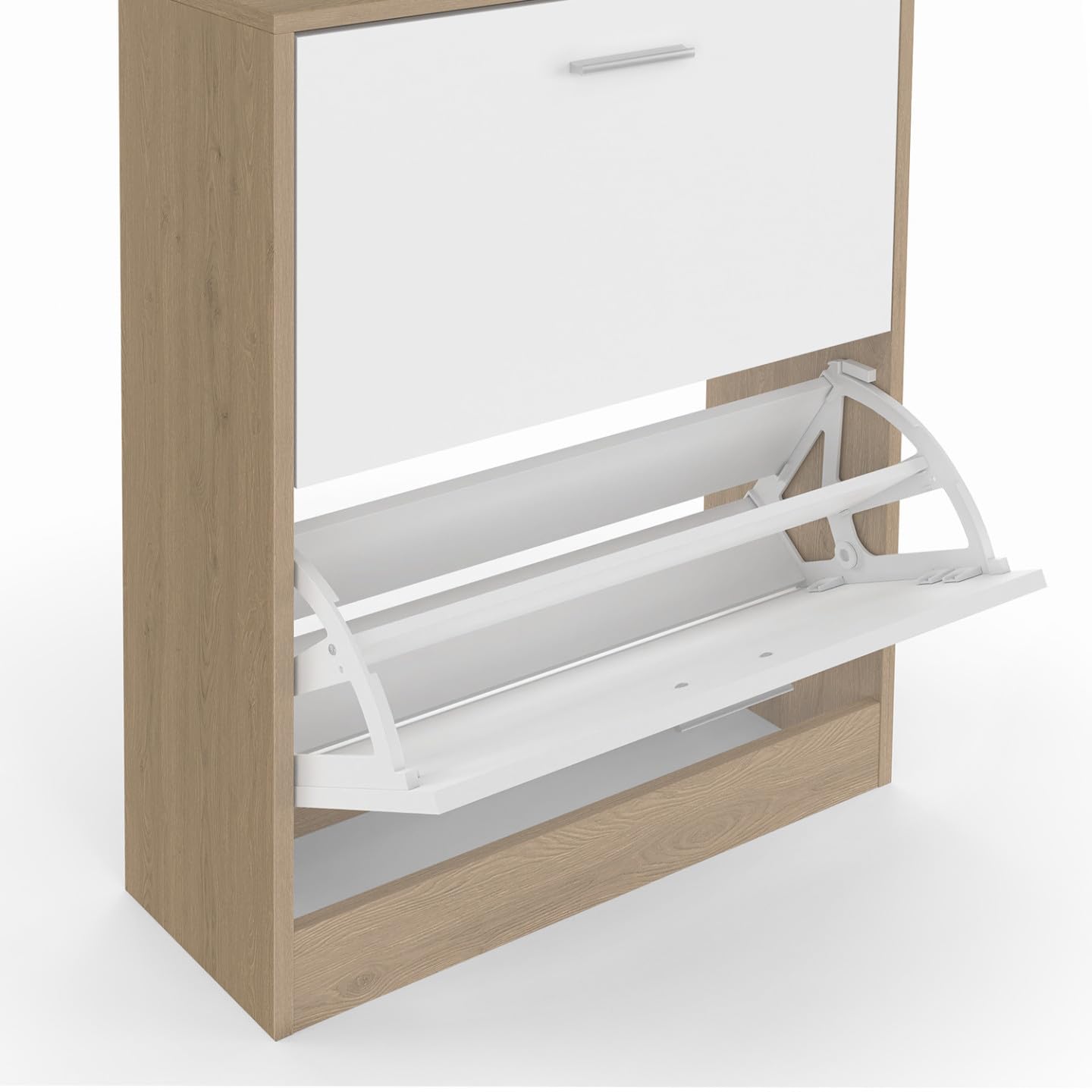 IDMarket - Eingangsgarderobe KLARK Schuhschrank 2 Türen Holz-Weiß-Effekt