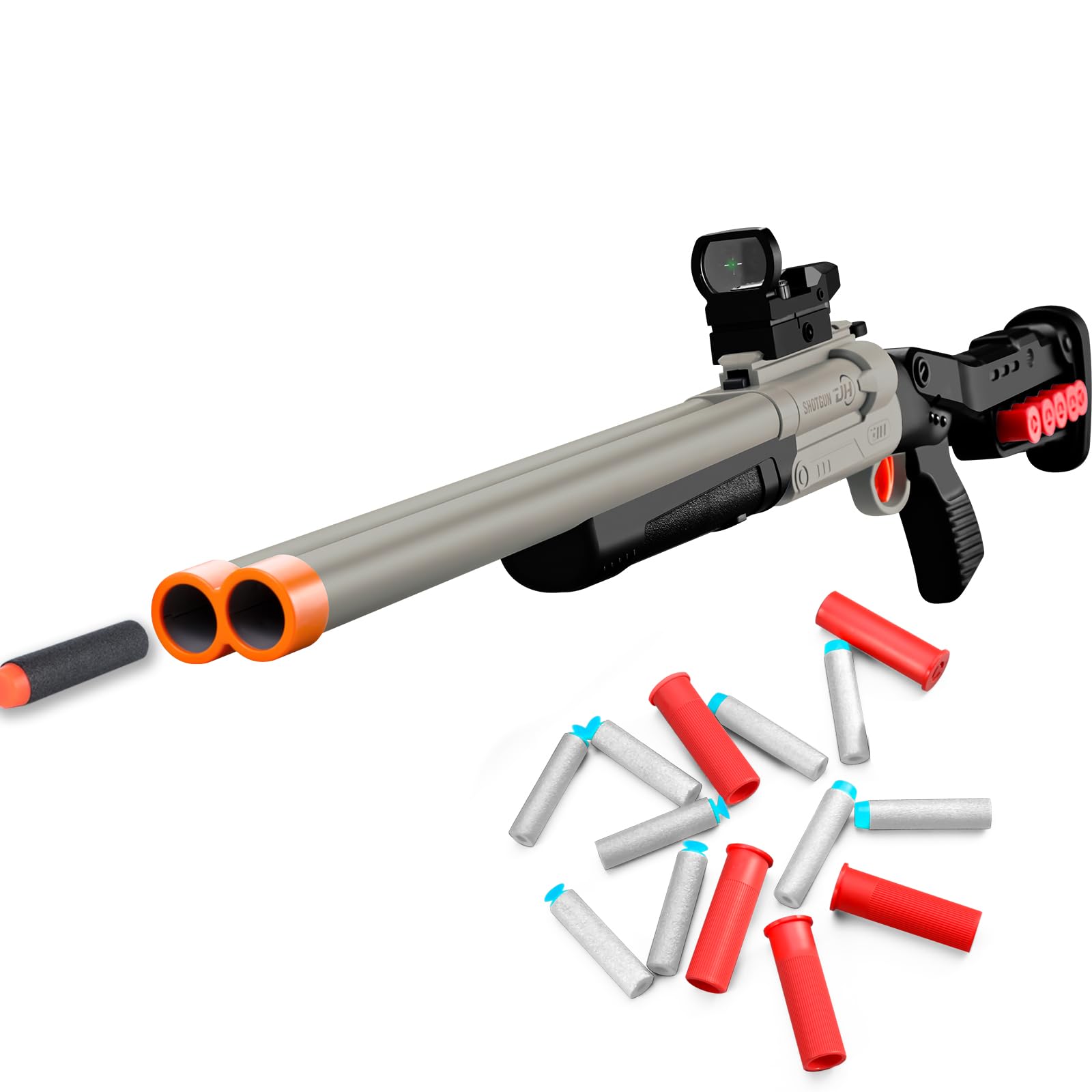 Safe Toy Double Barrel Gun for Boy with Ejecting Shell Soft Bullets,Realistic Model Shotgun Toys Foam Blaster Play Gun Toy with Soft Bullet Look Real Hunting Action for Children (Shootgun_2)