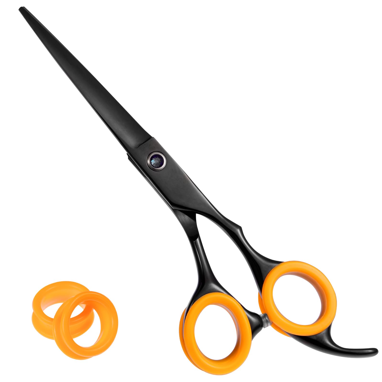 Lictin Tijeras de Peluquería Profesional Corte de Pelo de Acero Inoxidado con Anillos de Silicona para los Dedos, 6 pulgadas afiladas tijeras de afeitar para hombres, mujeres y niños