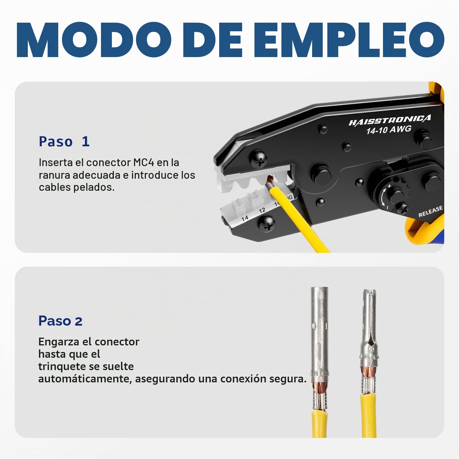 Crimpadora para Conectores Solares 2,5–6 mm² (AWG14–10), Herramienta de Crimpado para Cables Solares PV