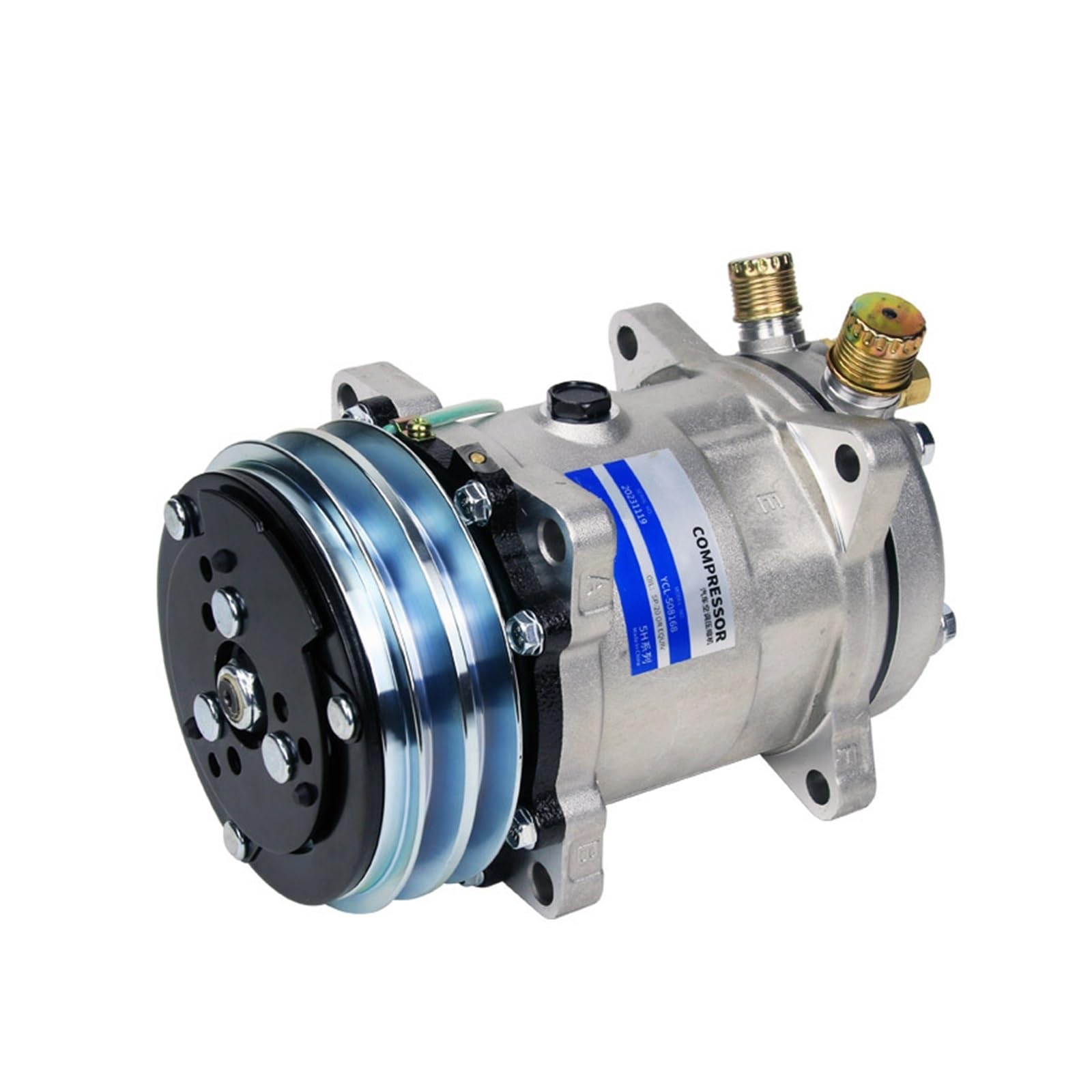 Srtyghpok 1Pcs.24v Universal Car Air Conditioning Compressor, Low Noise 5H14_2a 12V 24V V Belt Pulley For Tractor Excavator Truck 508 A/C Pump(1Pcs.24v)