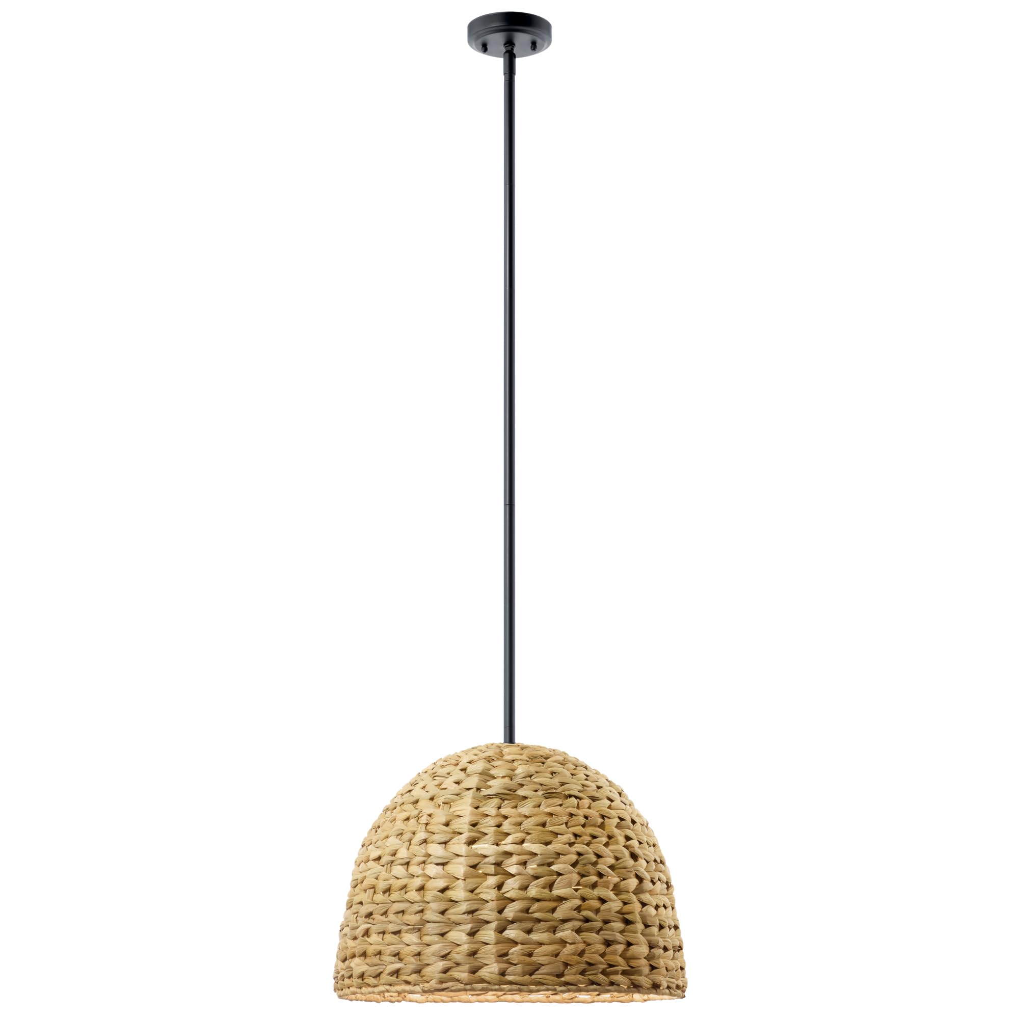 KICHLER Raffiana 14" 1-Light Pendant with Opal Glass in Black for Kitchen, Bar Island, or Breakfast Nook (14" x 18"), 44399BK