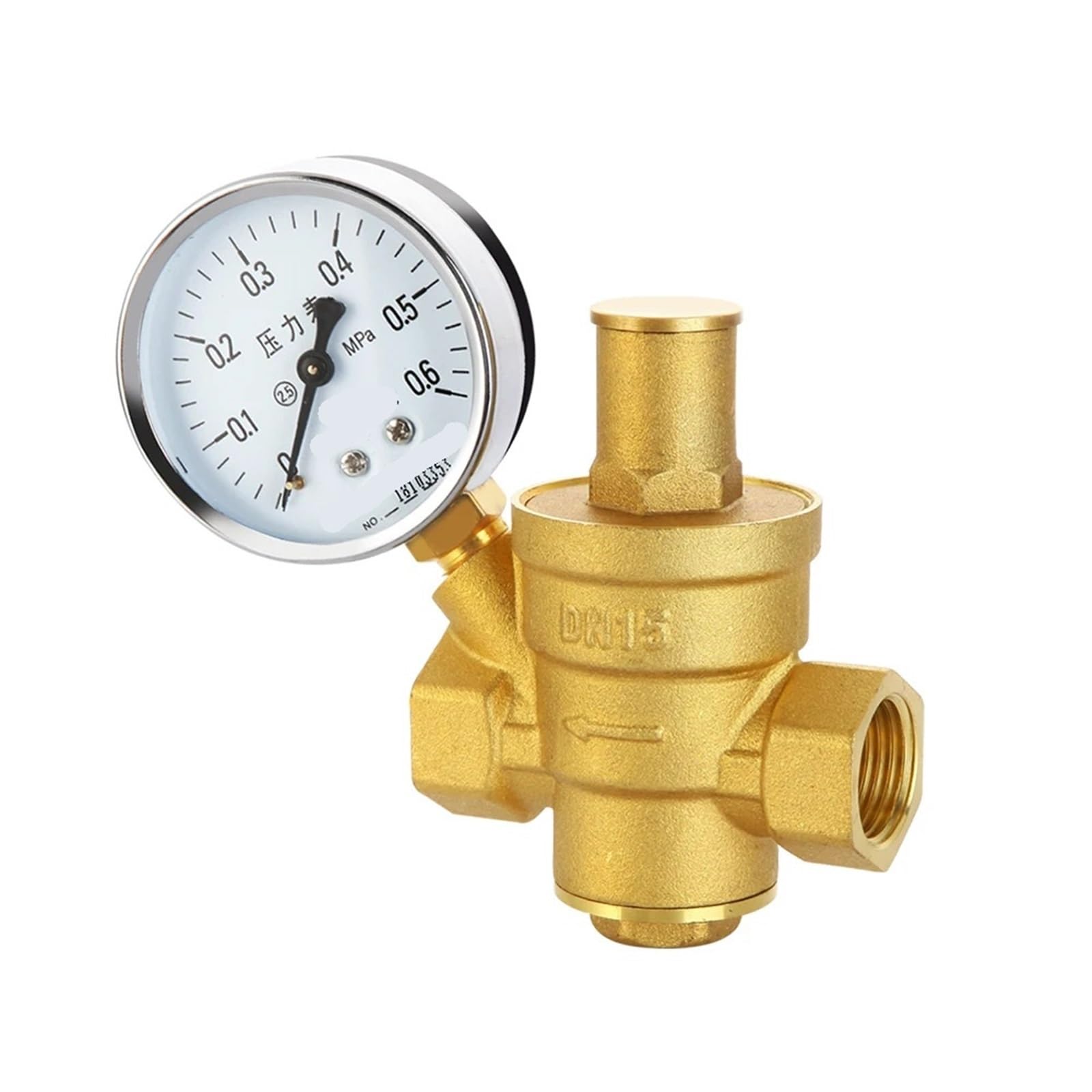Válvula Reductora Presión Válvula reductora de presión latón con manómetro, regulador agua, 1/2 ", 3/4", 1"(DN15)