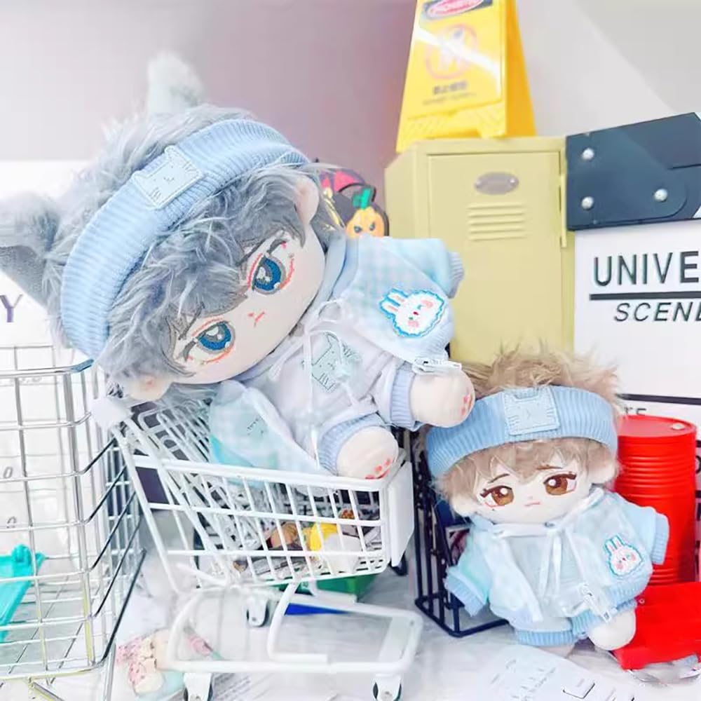 niannyyhouse Vestiti per bambole di peluche, 10-15 cm, 20 cm, 40 cm, cappello, cappotto, pantaloni, vestitino per bambole, colore: azzurro