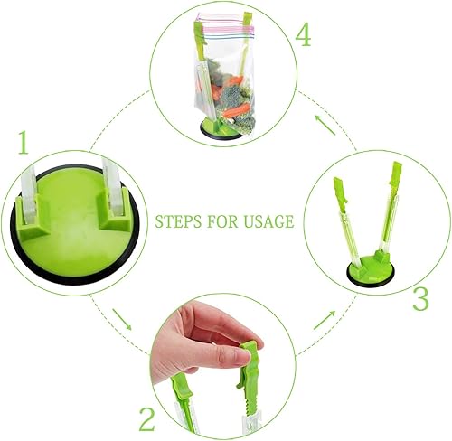 Miniatura 3 de WishLotus Soporte para bolsas holgadas, paquete de 2 bolsas de plástico retráctiles ajustables para preparación de alimentos, soporte manos libres