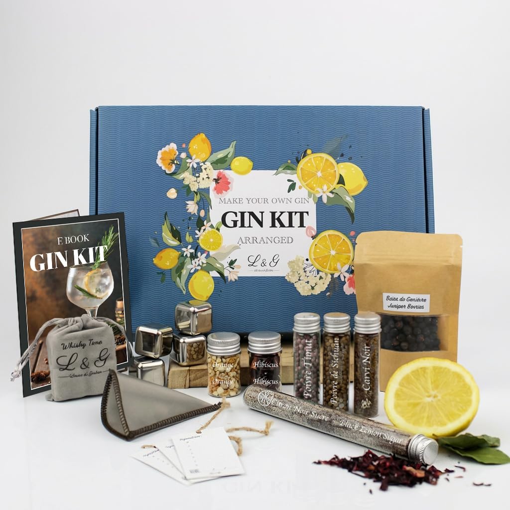 L&G® Kit de Gin tonic descubrimiento de especias personalizado - Kit de Botánicos para ginebra DIY - Regalo Original para Navidad, Cumpleaños y Aniversario