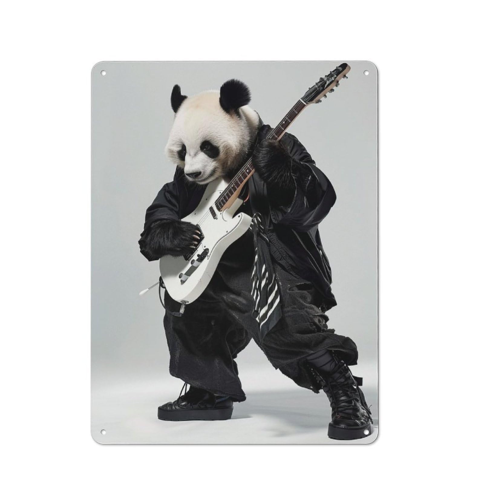 Industrial Panda Guitar Tin Sign 40x30cm, Garage Wall Decor for Garage, Hobby Room, Office Or Man Cave