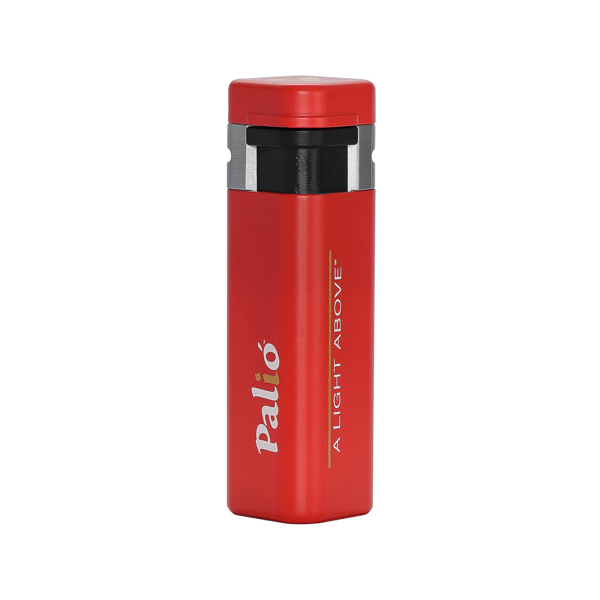 Palió Treo Triple Jet Flame Butane Torch Lighter, Red | Wind Resistant, Oversized Refillable Fuel Tank, Adjustable Flame, Easy Push Ignition, Flip-Top Lid, High Altitude Tested