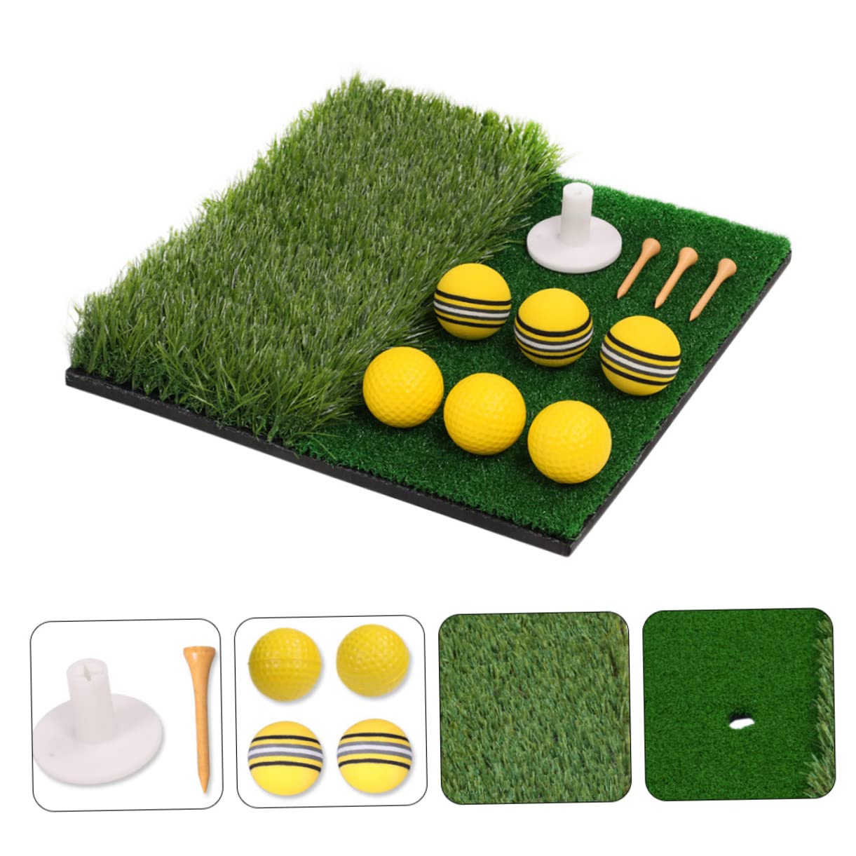 Garneck 1 Set Golfing Hitting Mat Dual Turf Design for Use True Turf Simulation for Driving Chipping Putting Practice Golfing Training Aid for Beginners Enthusiasts