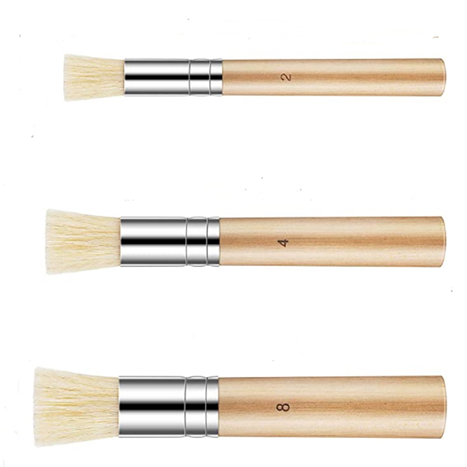 Set di 3 pennelli per stencil in legno, 3 misure, pennelli con setole naturali per pittura acrilica, acquerello, pittura a olio, creazione di biglietti, progetti fai da te di artigianato artistico