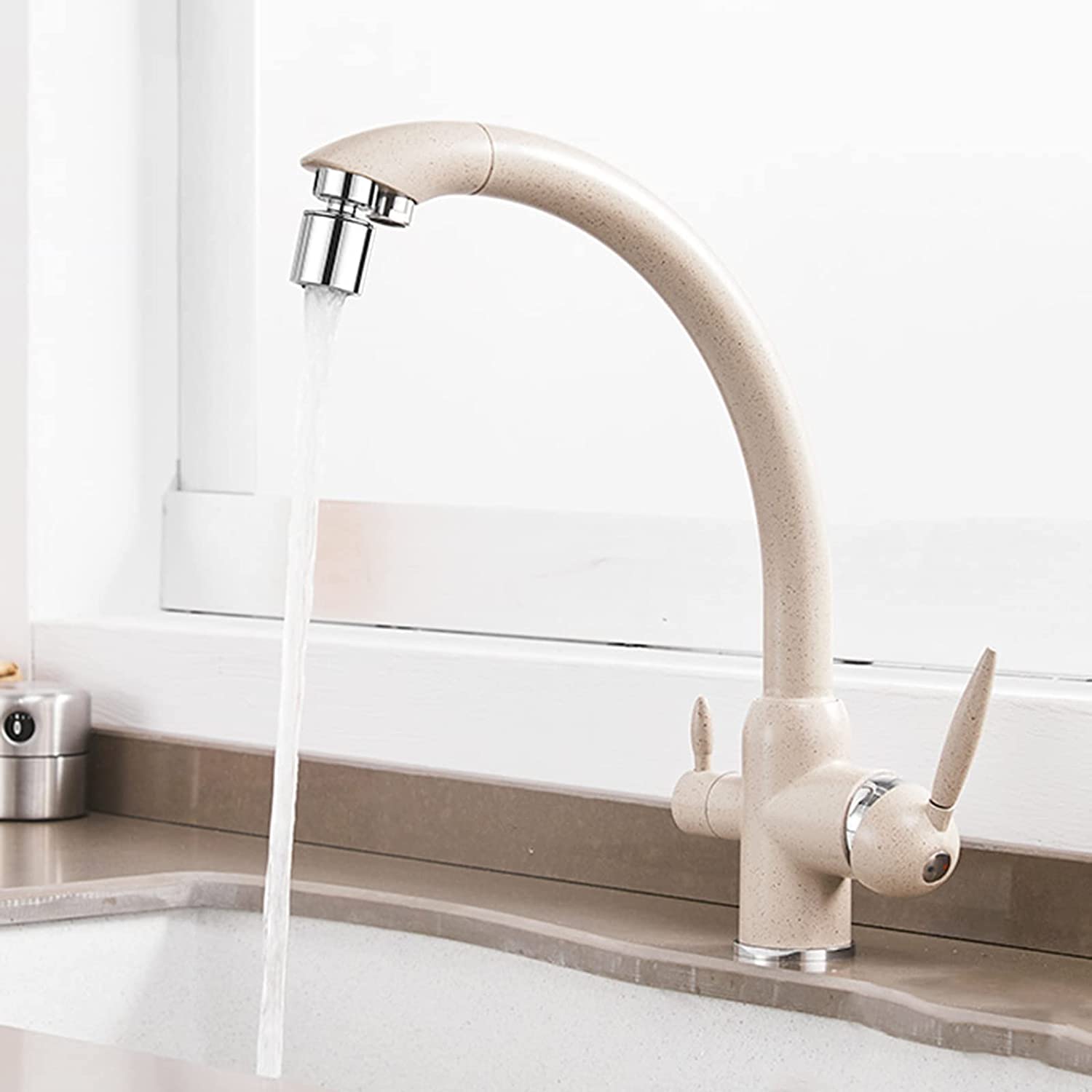 FCXWEVR 3Way Kitchen Faucet with Water Filter 3in1 Mixing Tap for Osmosis Systems Dual & Single Mode Options Stylish Modern Sink Mixer for Home Use