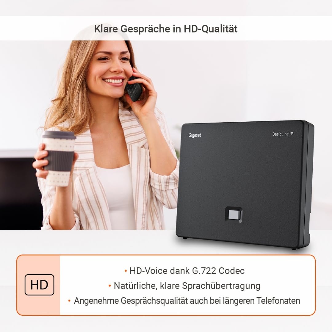 BasicLine IP – die Basisstation für Internet-Telefonie, telefonieren auch ohne Festnetzanschluss, kompatibel mit HX-Mobilteilen, Made in Germany, schwarz [Kompatibel in DE, IT, FR, NL, BE, ES, Che]