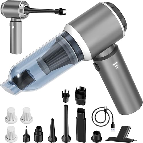 Aspiradora portátil 4 en 1 para automóvil, inalámbrica y eliminadora de polvo, 20000 pa, aspiradora de mano de alta potencia inalámbrica recargable,