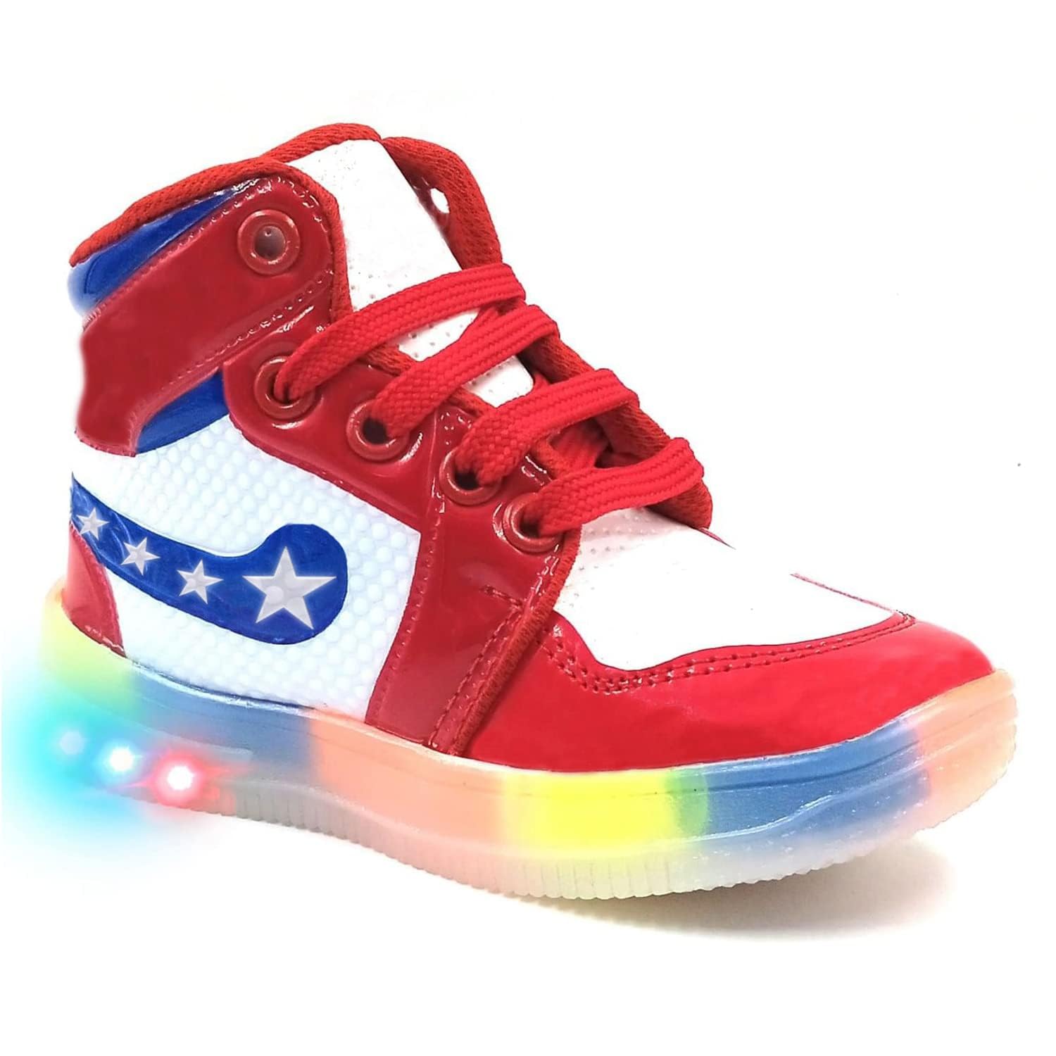 Urbanfeet LED Light Casual Trendy Sneakers, Stylish Lace up Shoes for Babies Red (Red, 3.5 Years) (B0C4Y4K76F) Amazon Price History, Amazon Price Tracker