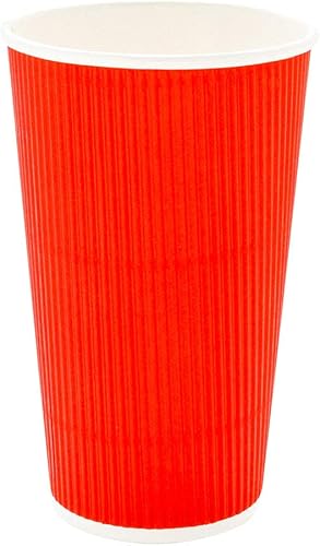 Miniatura 9 de Vasos de café de papel aislado de pared corrugada, 16 oz. (453 g), 16 onza, Rojo