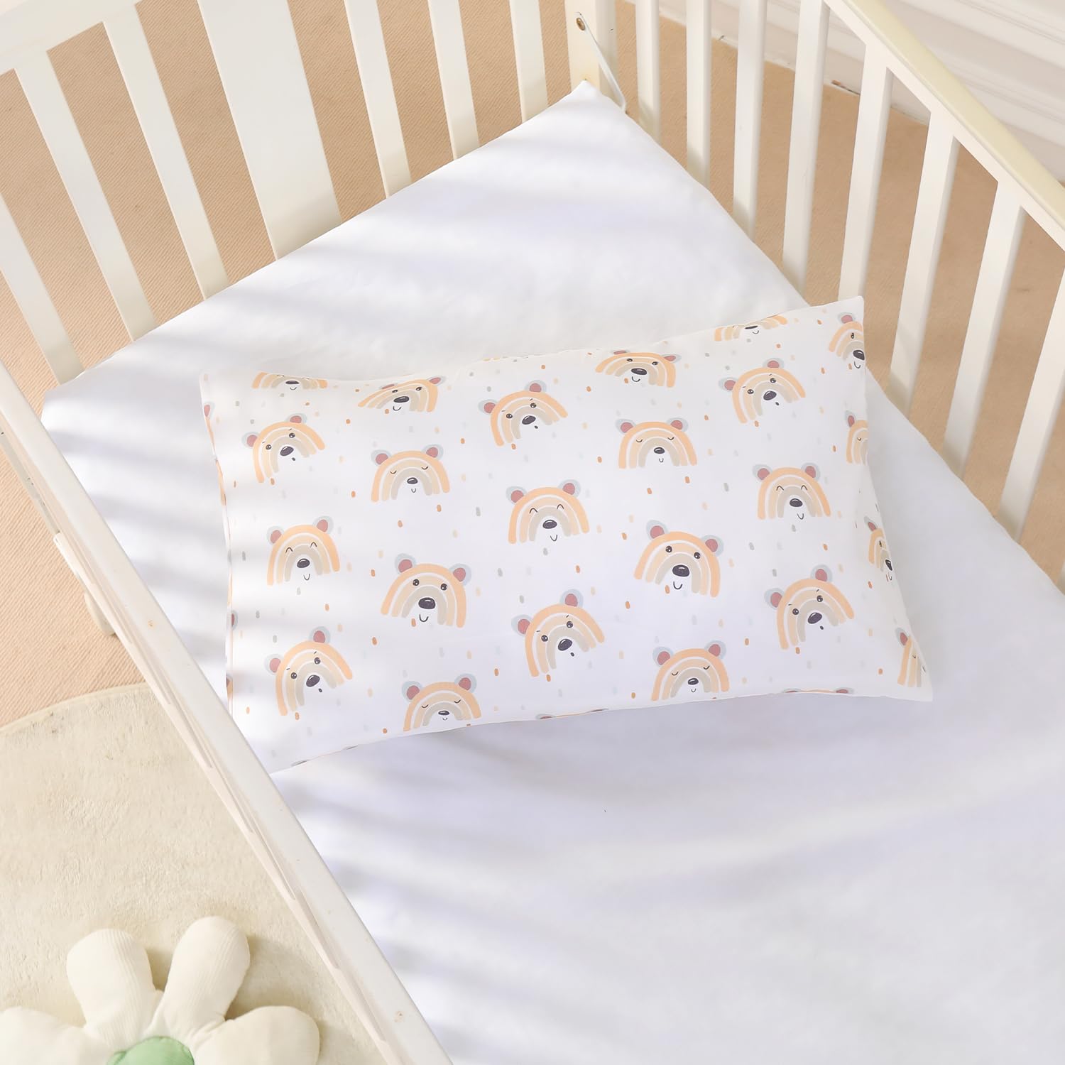 Oreiller Enfant avec Taie 33X45 Cm en Coton Oeko-tex - Coussin Bebe pour Siestes Ecole Maternelle Et Voyages - Lavable en Machine - Oreiller Enfant 1-3 Ans - Coussin Lecture Enfant Chambre Fille