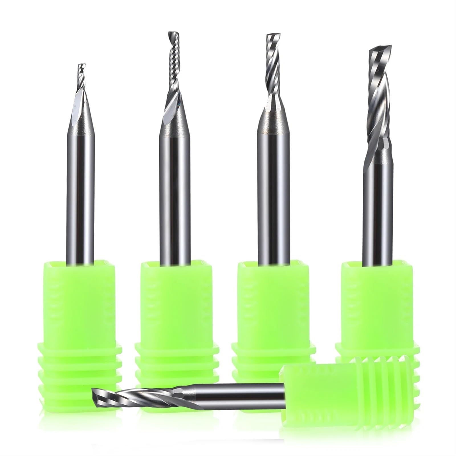 FCARUMIQP 25pcs 1mm-6mm Cutting Diameter Tungsten Carbide End Mill Cutter Single Flute Up Cut Spiral CNC Milling for Acrylic PVC MDF Woodworking(4x15x45L)