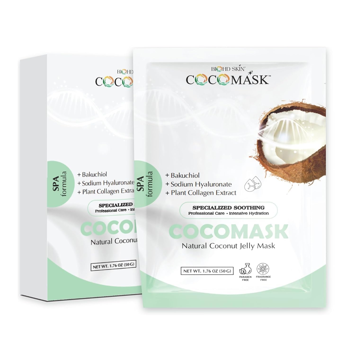 Bakuchiol Coconut Sheet Mask, Hydrating Facial Sheet Masks with Coconut Water, SPA Formula, 3 Count
