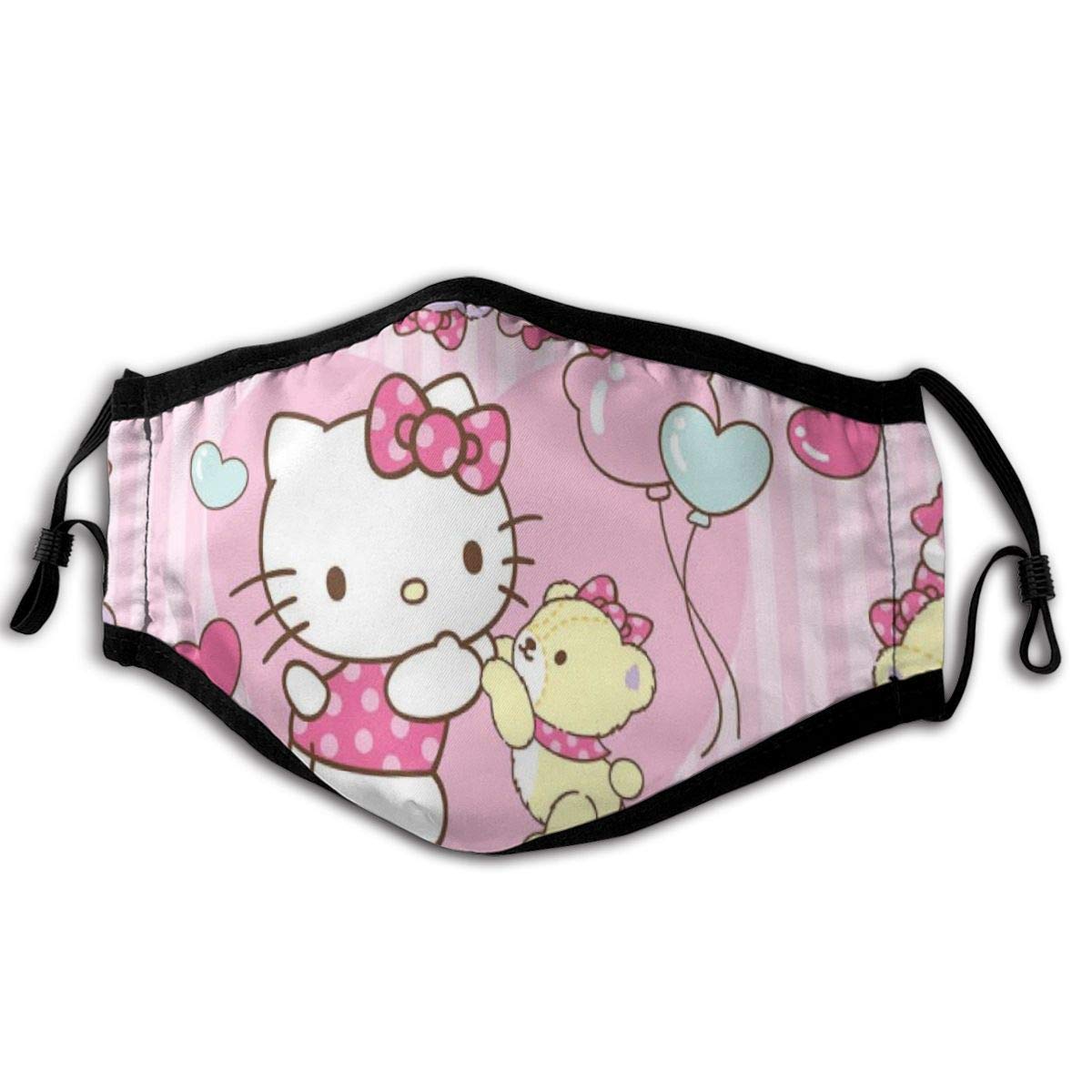 Adult Children Face Mouth Cover Reusable Windproof Hello Kitty Respirator,Anti Dust Mouth Guard for Outdoor Protection Black