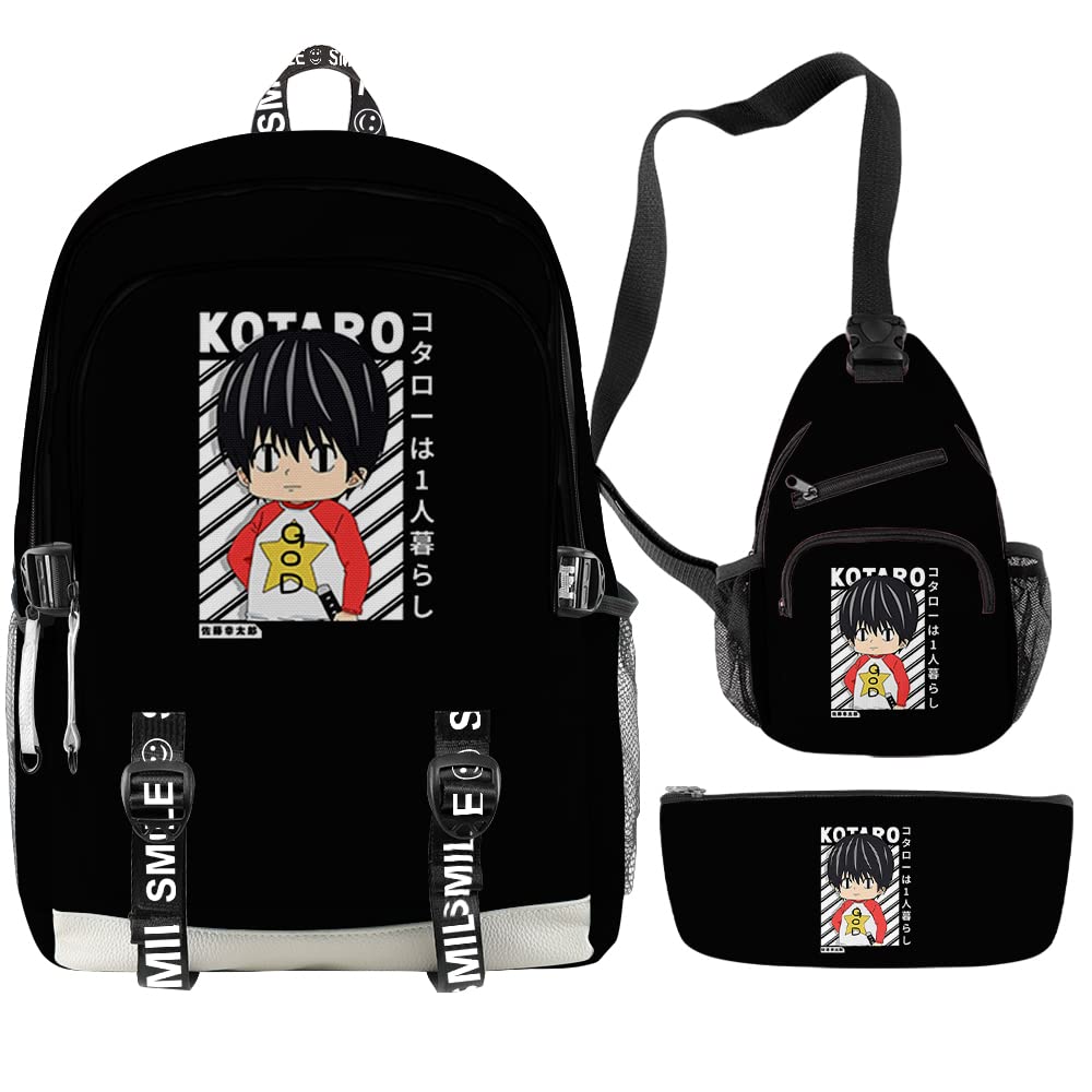 Kotaro Lives Alone Backpack Oxford Bag Anime Backpack Casual Book Bag High Capacity Bags (suit 1)