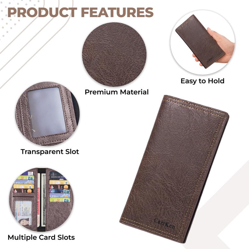 Image of Kraptick Women's Modern Brown Faux Leather Bi-Fold Card Wallet, 2 Compartments, 2 Pockets, Slim and Compact, Magnetic Closure, Unisex Adult