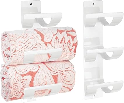 mDesign Juego de 2 toalleros de baño para montar en la pared – Estante toallero con tres compartimentos – Elegante toallero de pared para toallas de ...