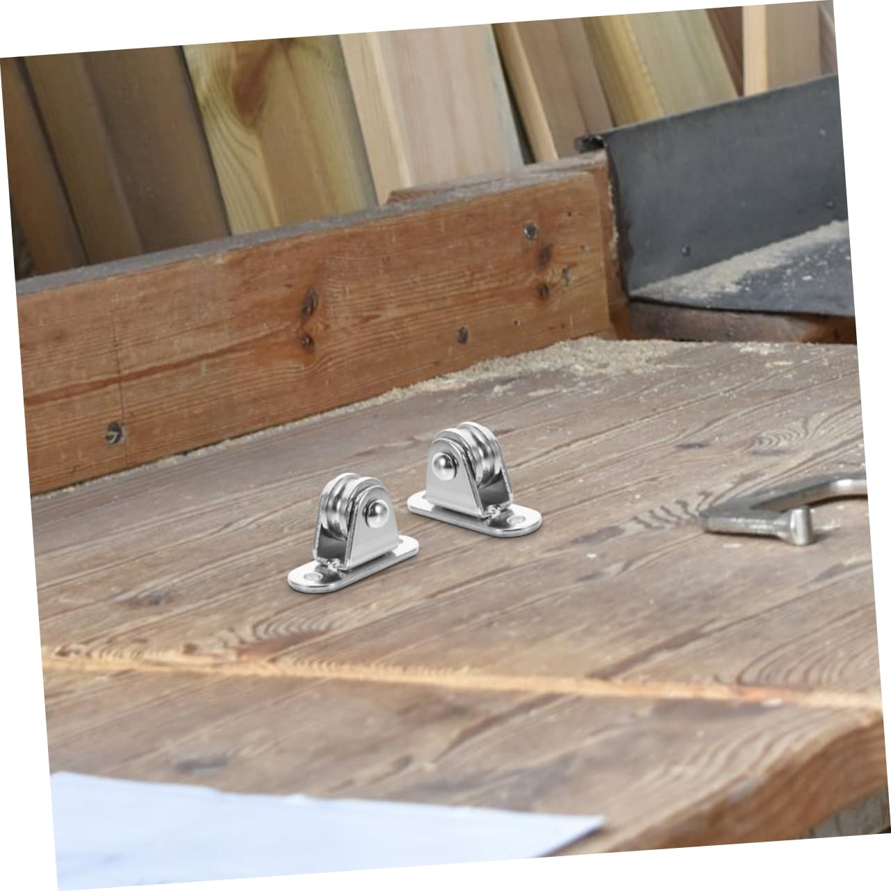 Cabilock Set da 4 Pezzi Pulegge in Ferro per Sollevamento e Trazione Alta Capacità di Carico, Colore Argento, Adatte per Tende e Vari Scenari D'uso