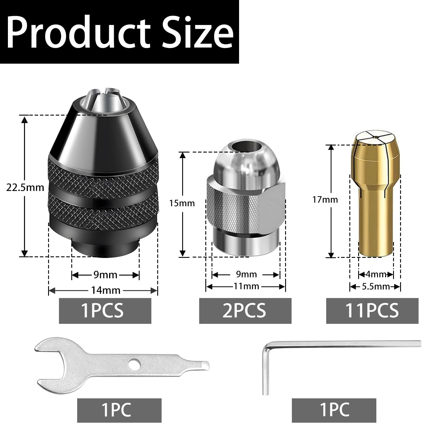 Drill Chuck Collet Set - Quick Change Adapter -2 Drill Chuck Collet Set - Quick Change Adapter -2