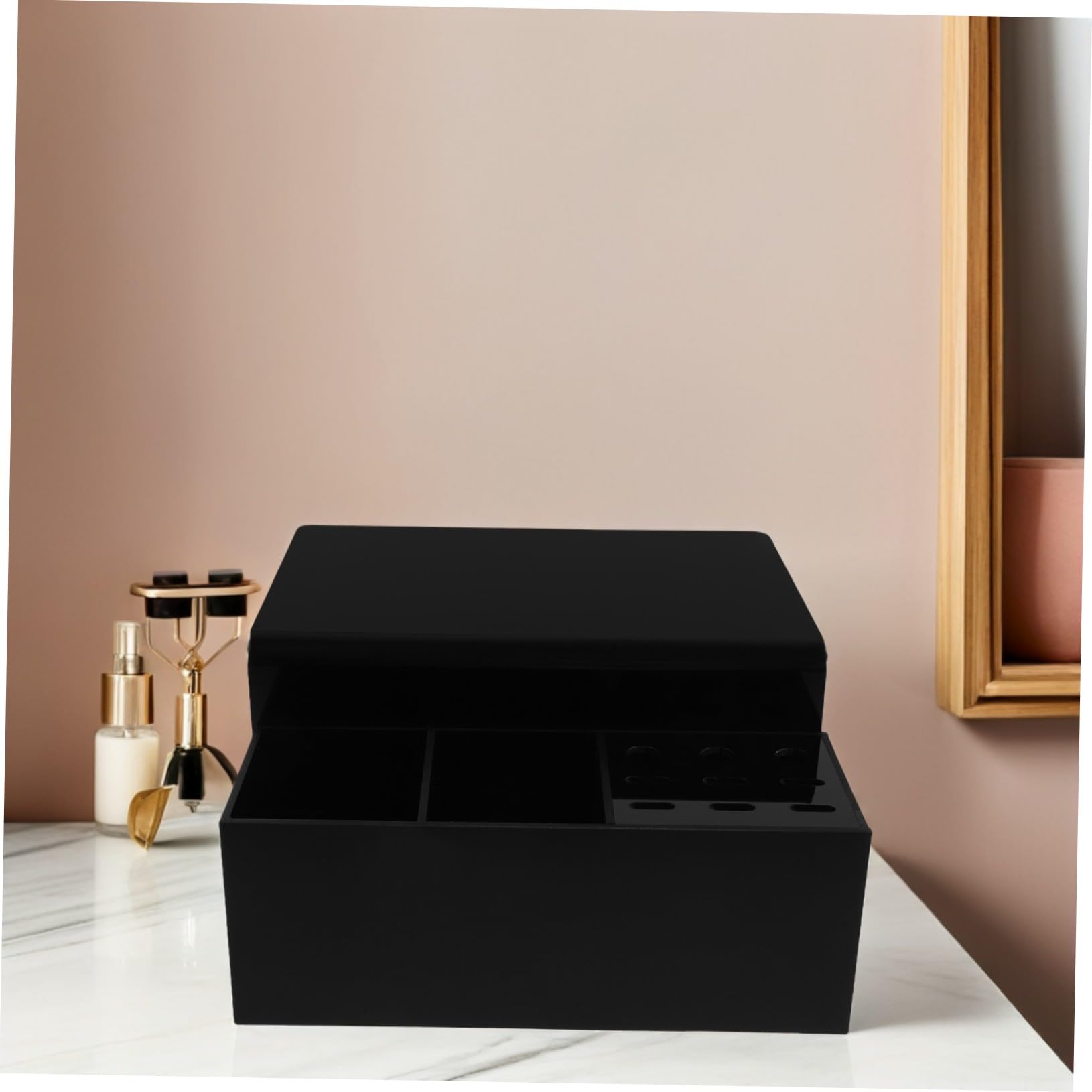 PLAFOPE Eyelash Pillow Organizer Shelf Desmontable con Almohadilla para Cuello Estante Lateral Ligero para Extensiones de Pestañas Diseño Negro Fácil Limpieza para Técnicos de Salón