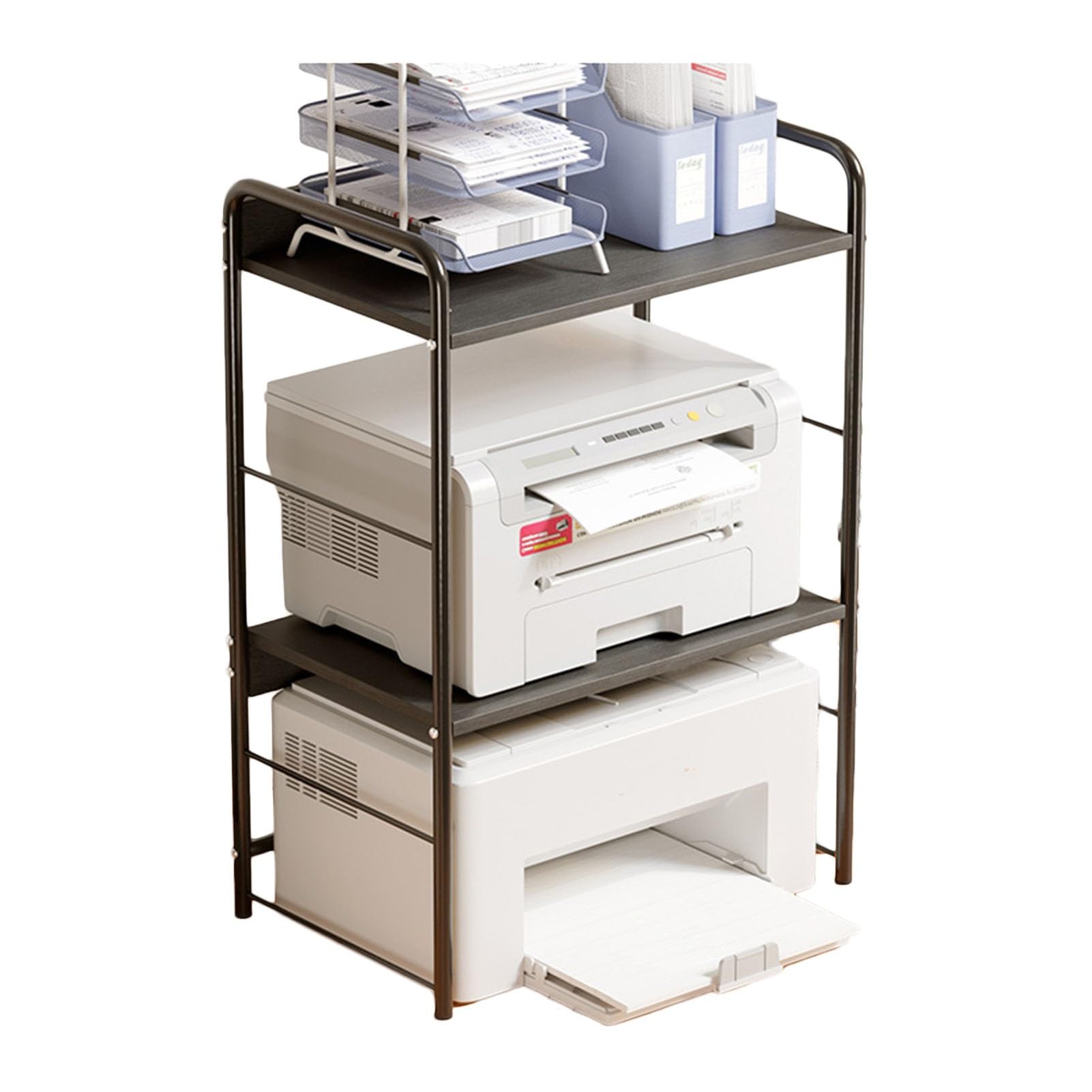 ZFUCMAYL AV Media Cabinet Stand,3 Tier Printer Stand,Media Storage Cabinet,Multipurpose Home Office Organizer Suitable for Home and Office Integration (Color : Black)