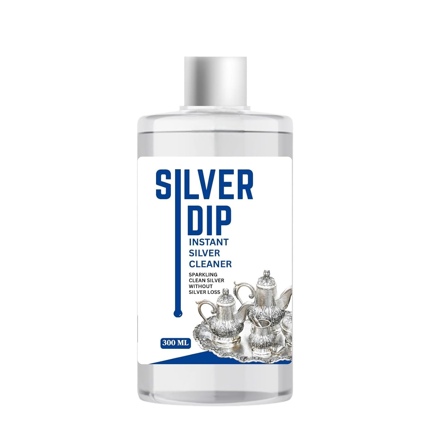 Silver Dip Cleaner Liquid 300 ml | Sparkling Clean Without Silver Loss | Tarnish Removal for Jewellery and Silverware (Pack Of 1)