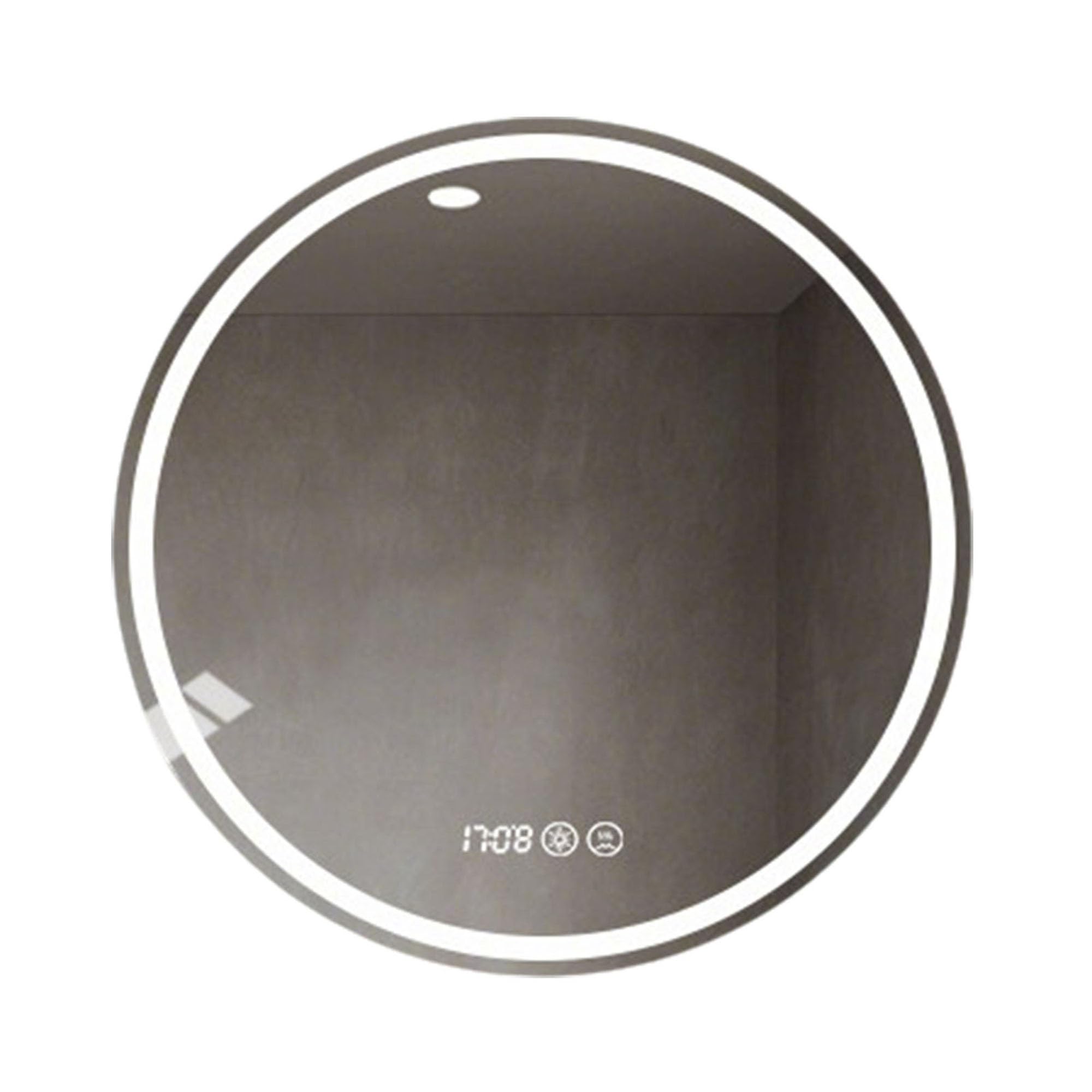 Zlthraustic Wall Mounted Round Bathroom Mirror with LED Lights, Touch Control, Anti-Fog, HD Vanity Mirror, Time Temperature Display, 3 Color Dimmable(80cm)