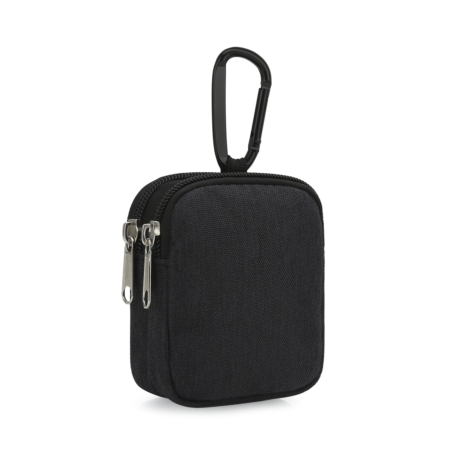 Coin Purse with Carabiner Clip, Dual Layer Card Case Holder, Mini Pouch for AirPod Earphone Keychain USB Cable,Wallet, Small Accessories Organizer Bag for Women and Men, Black, Dual Layer Pouch-image-30