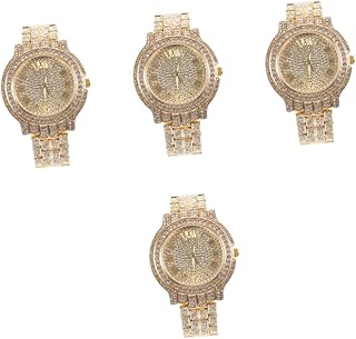 4 Pçs Relógio Digital Com Strass Para Meninas Presente Para Meninas Relógio Digital Com Decoração Moderna Pulseira De Relógio Para Mulheres Relógio De Pulso Relógio