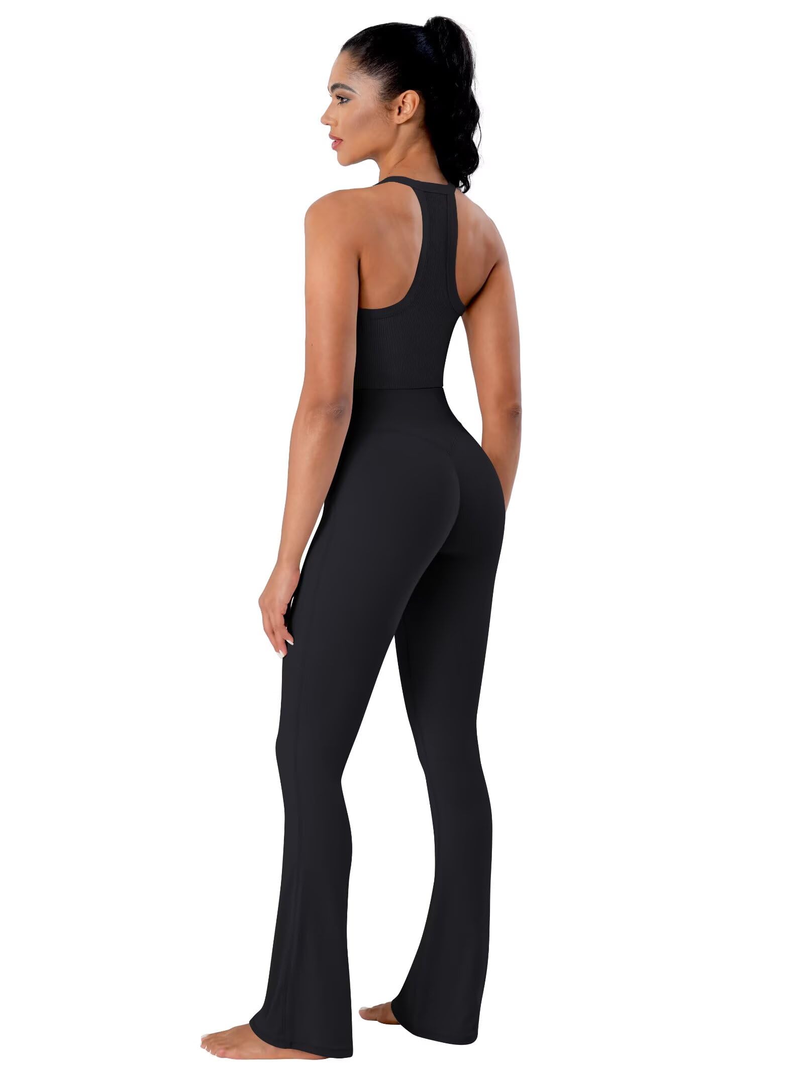 Sunzel Senza cucitura frontale Crossover Flare Leggings per le Donne Nascosto Butt Lifting Scrunch Controllo Pancia Mini svasati Yoga Pantaloni