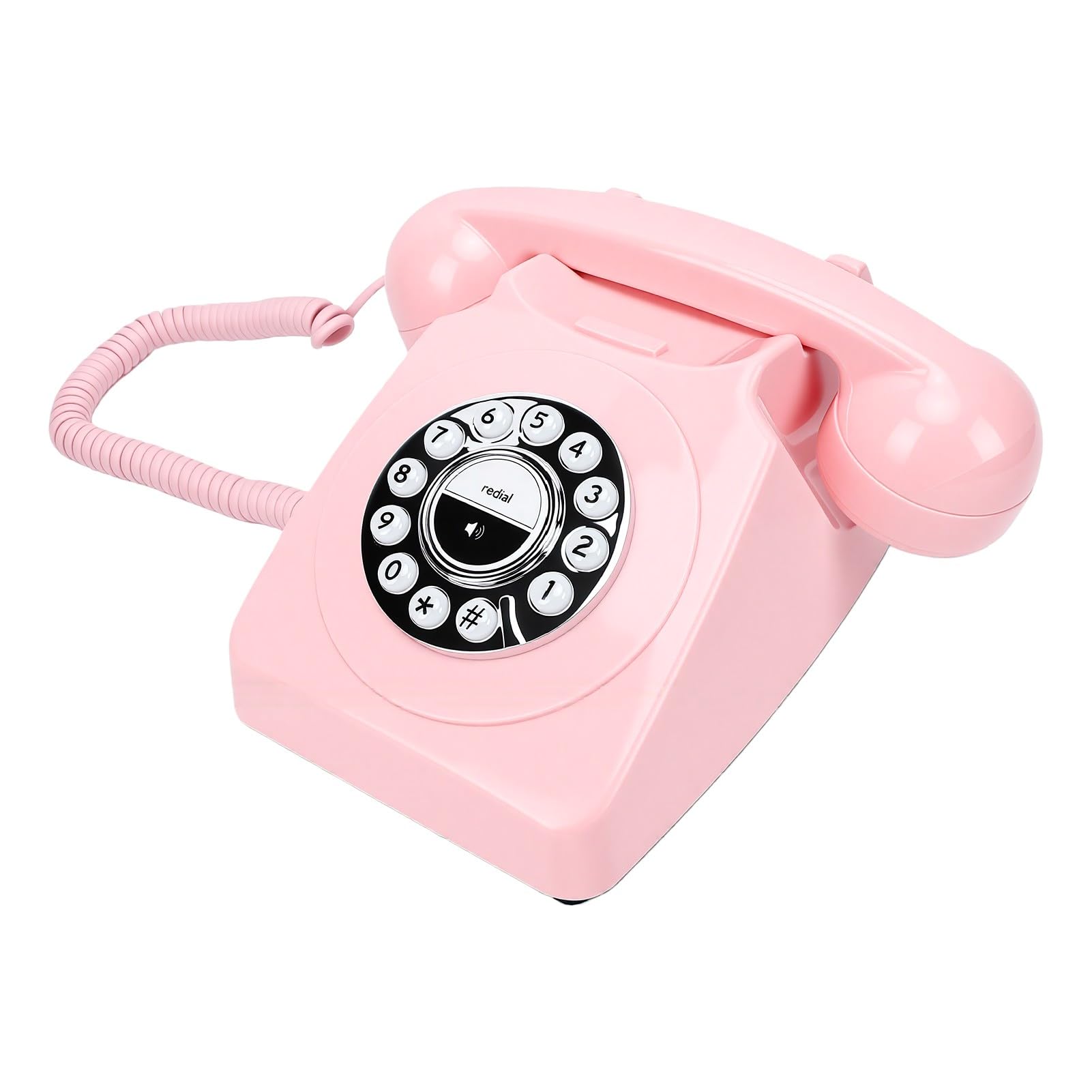 Telefono Fisso BT, retrò, Ricaricabile, 1200mAh (PINK)