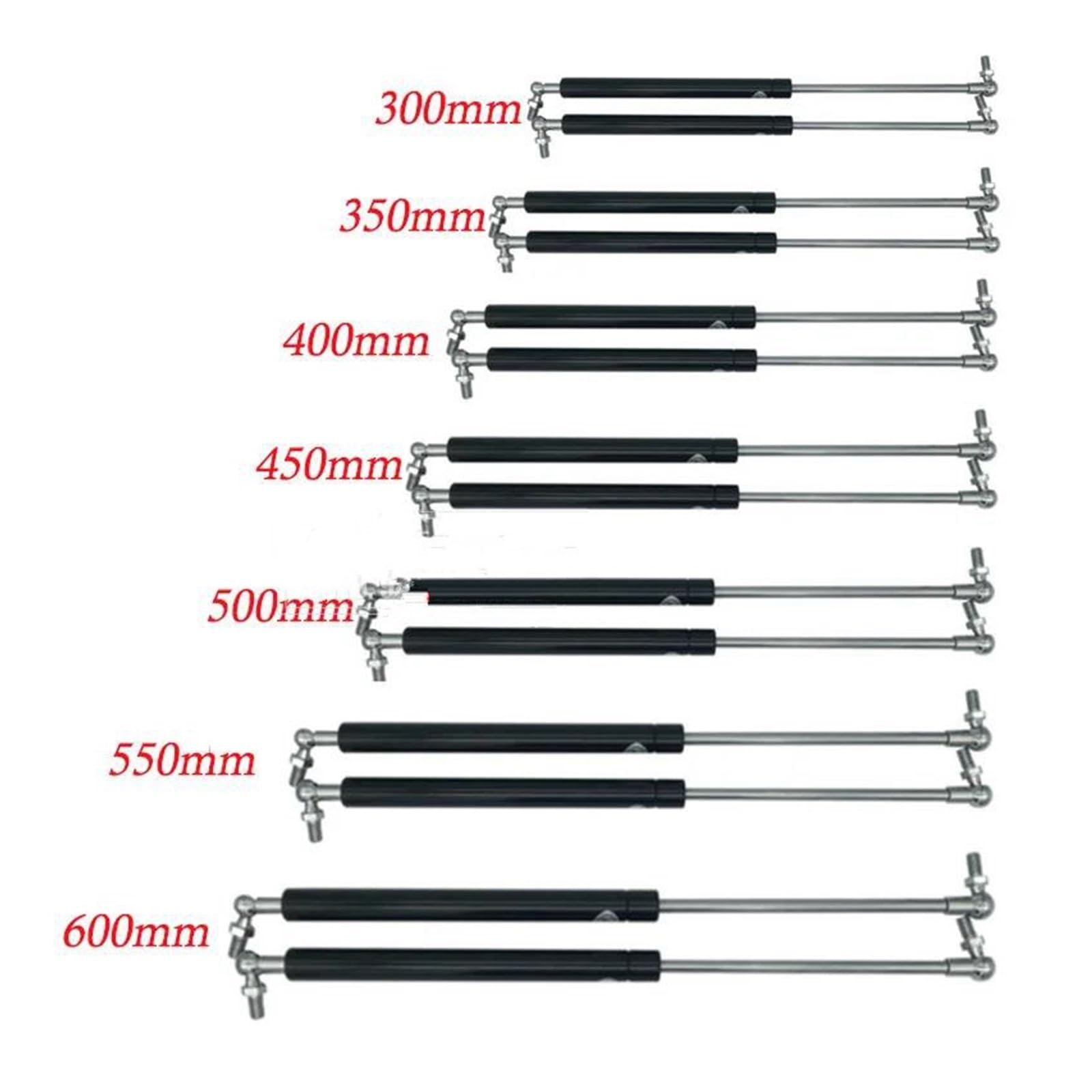 Gasfeder 2PCS Universal 600N 300/350/400/450/500/550/600mm Strut Bars Gas Frühling Unterstützung Wohnwagen Tür Fenster Luken Boot Bus Gasdruckdämpfer(600mm)