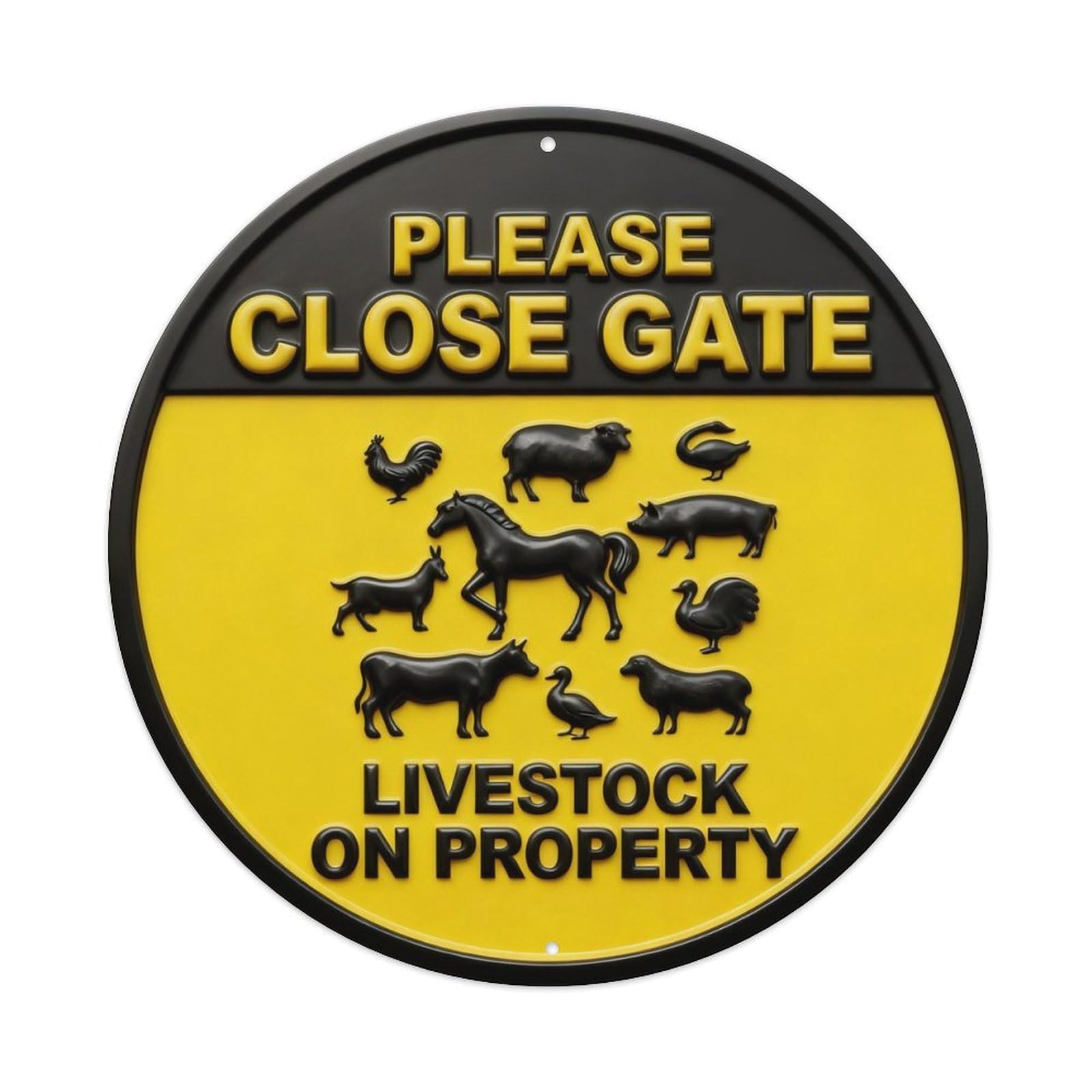 Please Close Gate Livestock On Property Round Metal Tin Sign Vintage Wall Decor, Bar Garage Cafe Kitchen Home Wall Art Poster 8x8inches