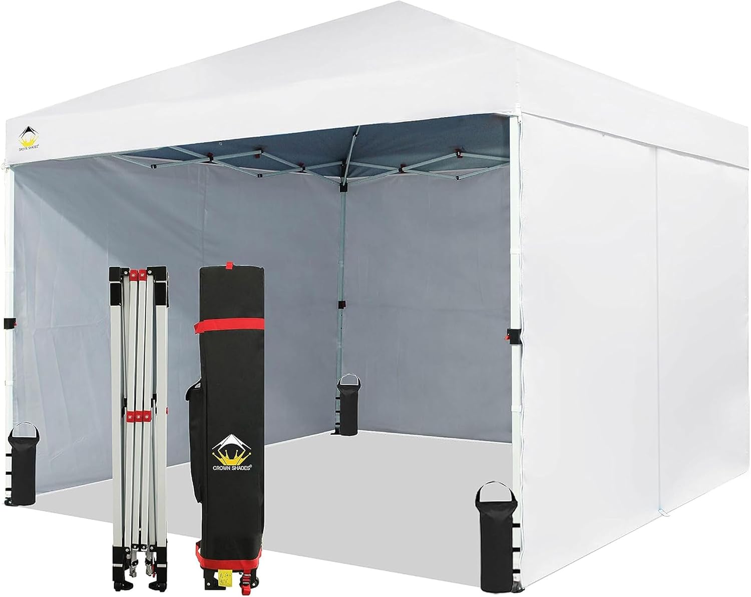 CROWN SHADES 10X10 Commercial Pop Up Canopy Tent with Sidewalls, White