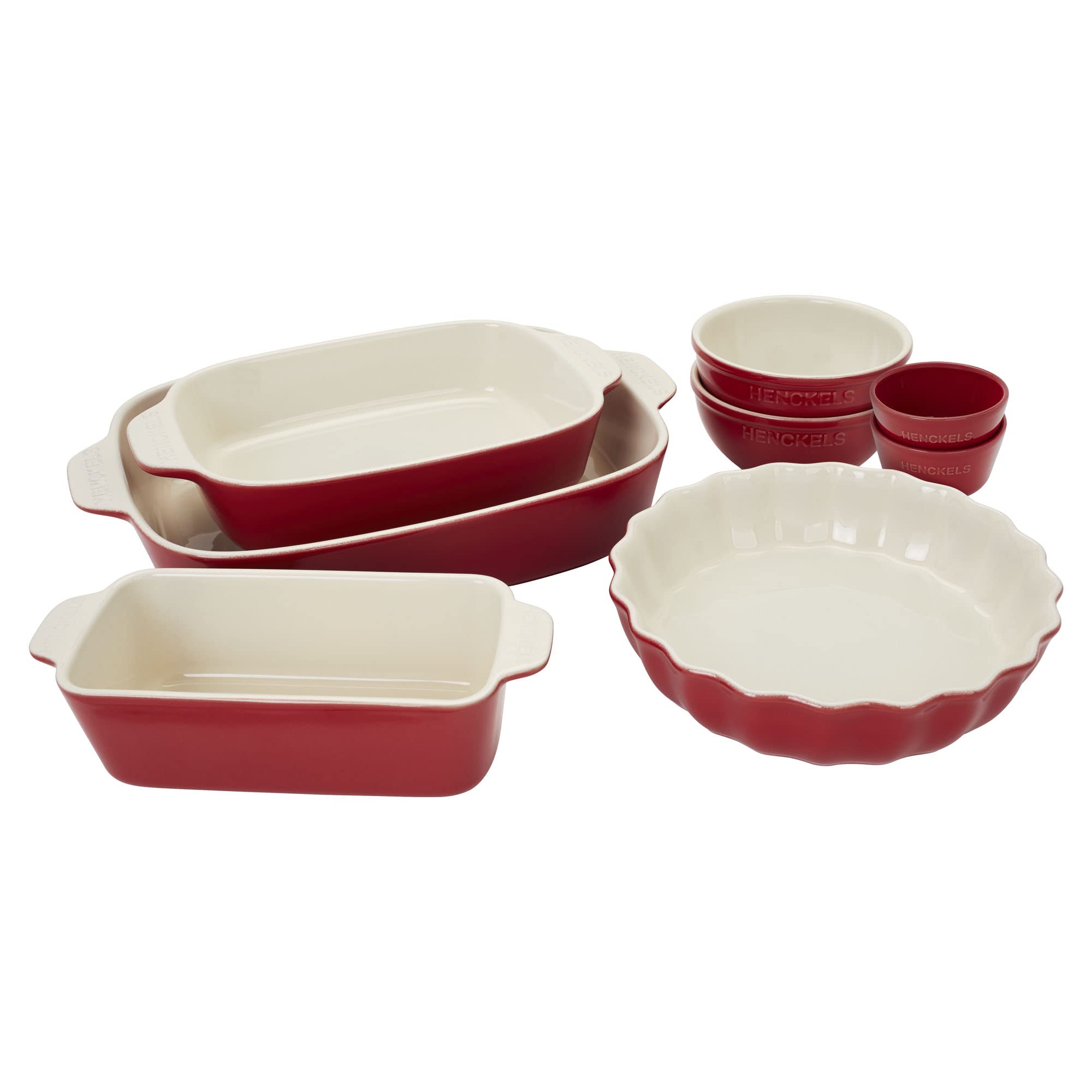 Ceramic 8-pc Mixed Bakeware & Serving Set, Cherry Red
