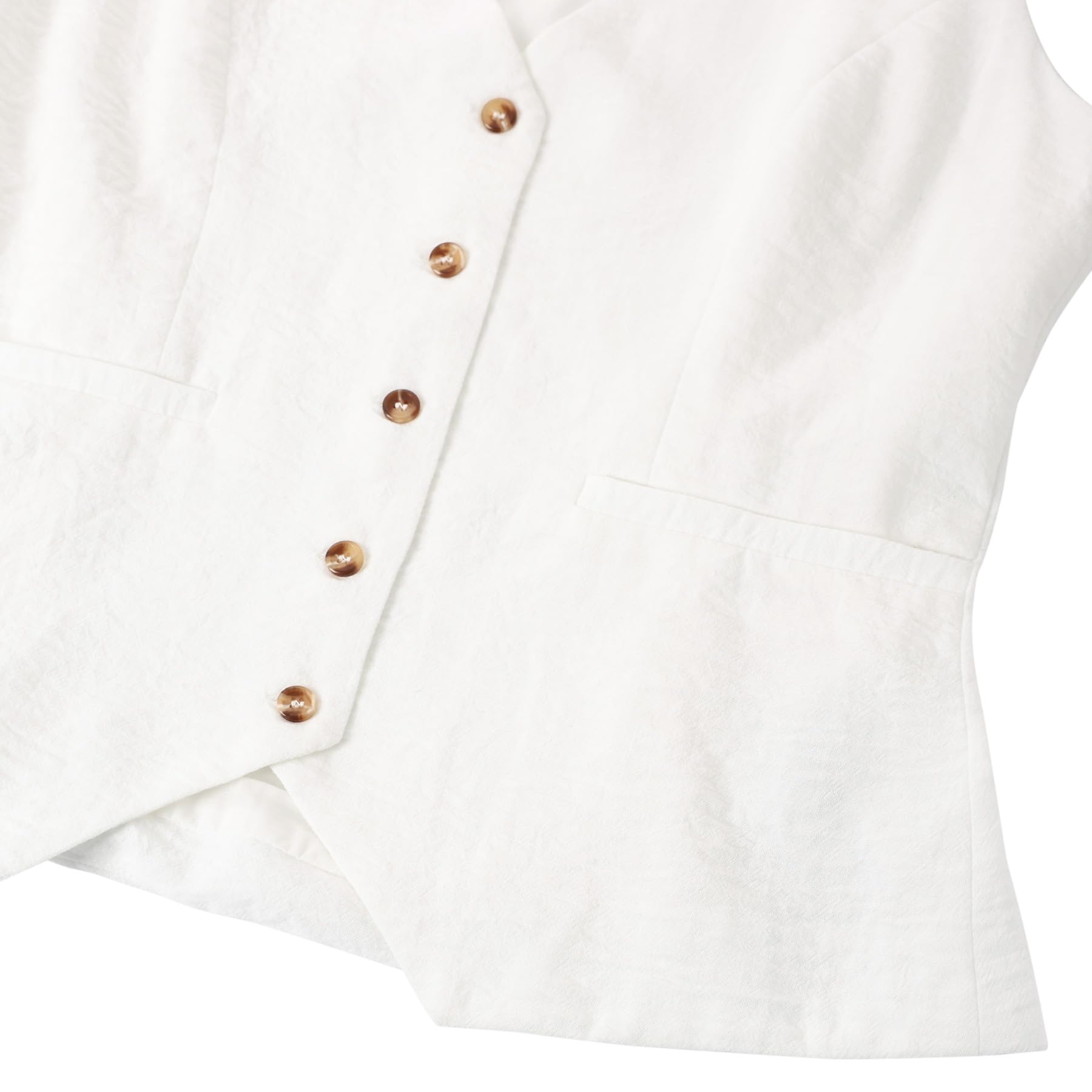 Amazhiyu Damen Leinen Anzugweste Ärmellos V-Ausschnitt Cropped Vest Sommer