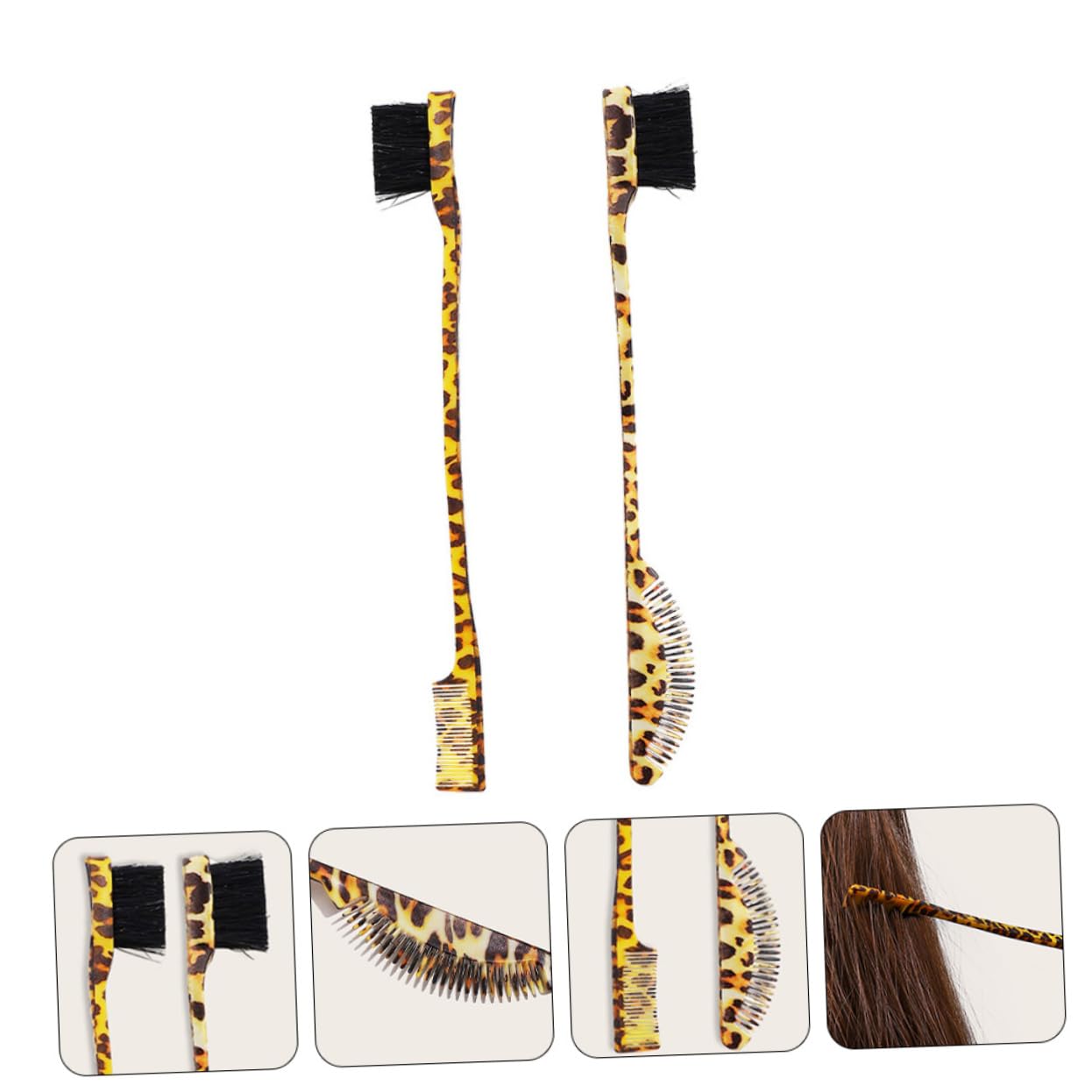Healeved 2pcs Angled Eyebrow Brush Comb Dual-head Brow Grooming Tool for Makeup