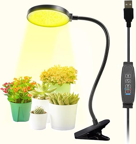 Luces de cultivo para plantas de interior, luces LED de espectro completo de 15 W con temporizador de encendidoapagado automático de 3912 horas,