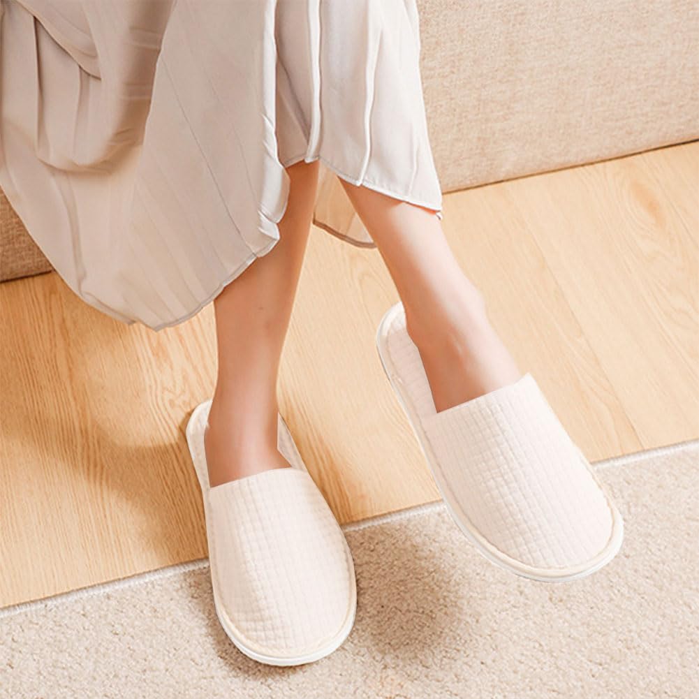 Bavooty Pantuflas Invitados,Zapatillas de Casa,para Mujer y Hombre,Algodón y Lino,Zapatillas de Hotel,Portátiles y Desechables,10 Pares