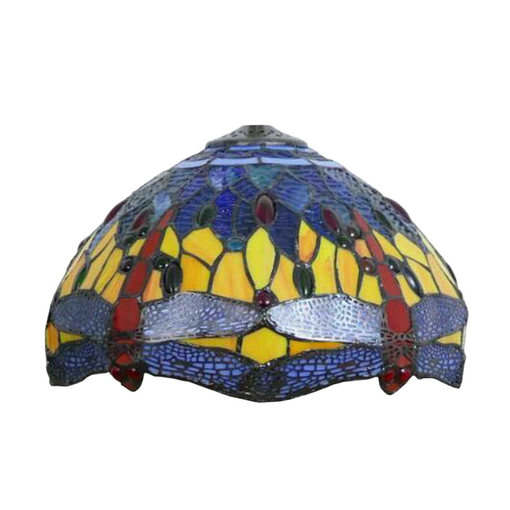 SaryEdge 12 Inch Dragonfly Stained Glass Lamp Shade, Tiffany Style Lampshades Replacement, Handmade Vintage Lamp Cover Accessories Only for Table lamp Pendant Light Ceiling Fixture,Pur，Yellow
