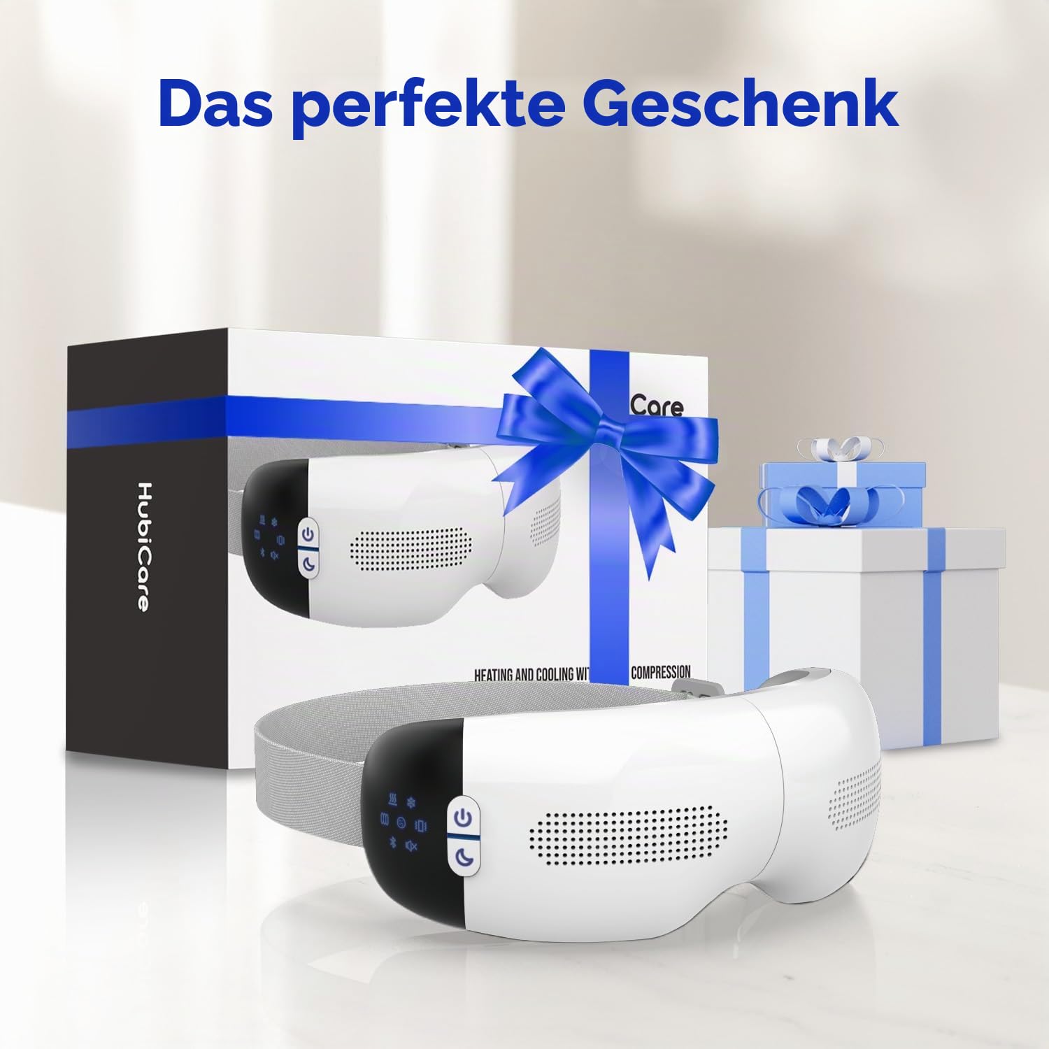 HubiCare Augenmassagegerät mit Wärme und Kühlung Augenmasken mit Heiß- und Kältetherapie, Kompression, Vibration zur Linderung von Migräne, trockene Augen, reduziert Augenbelastung, Bluetooth-Musik