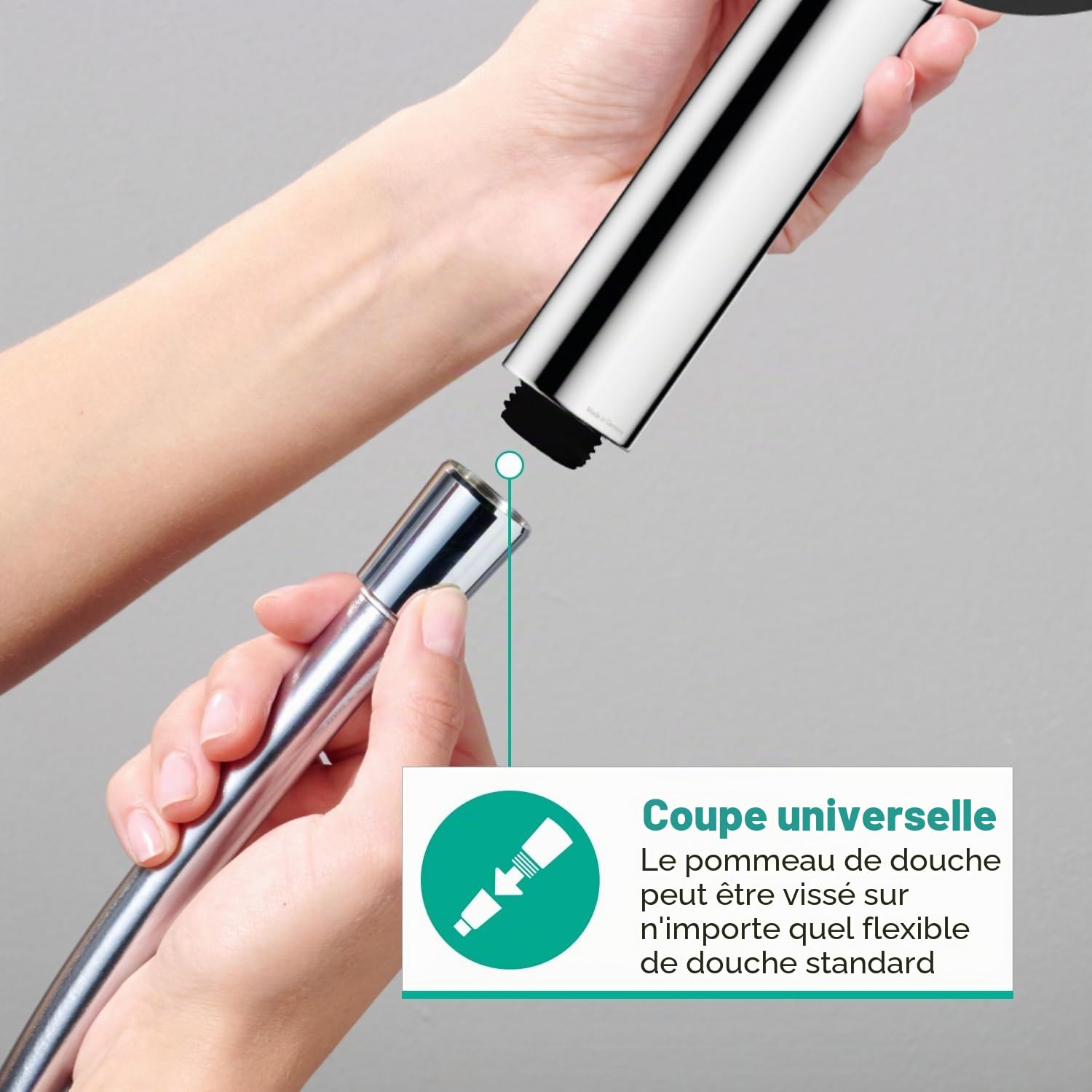 hansgrohe Pulsify Select S Pommeau de douche économie d'eau 9 l/min EcoSmart Douchette à main 3 types de jet Edition Relaxation Ronde 105 mm Chromé