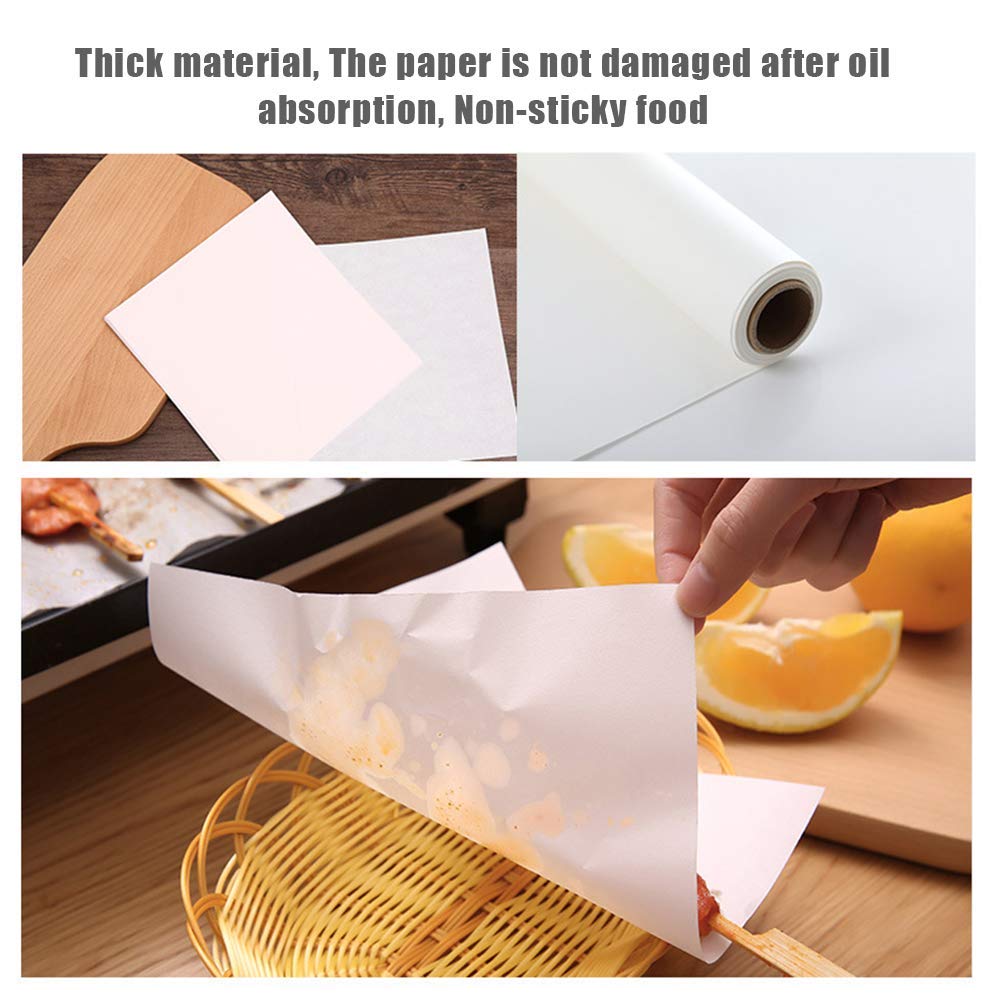 Papel para horno, película de alfombra, pergamino antiadherente precortado, no blanqueado papel de filtro de aceite para barbacoa para freír, para cocinar a la parrilla, freidora de aire